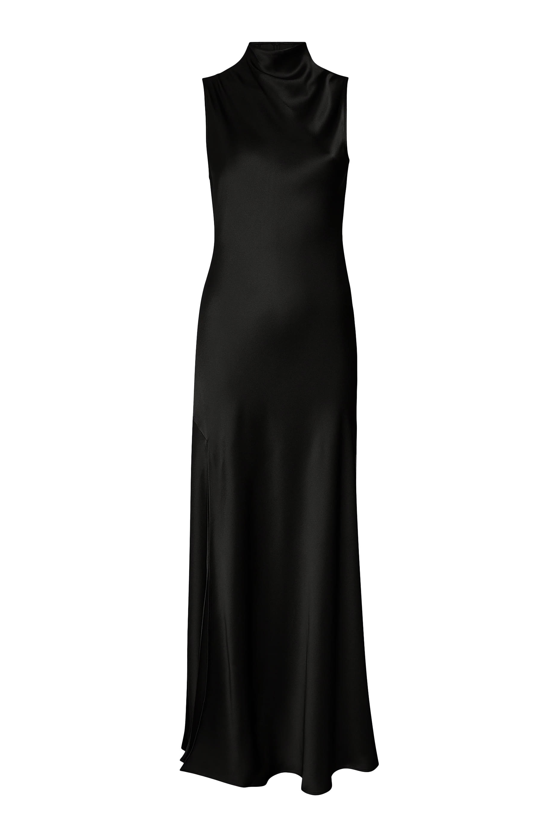 Drape Neck Sleeveless Satin Dress
