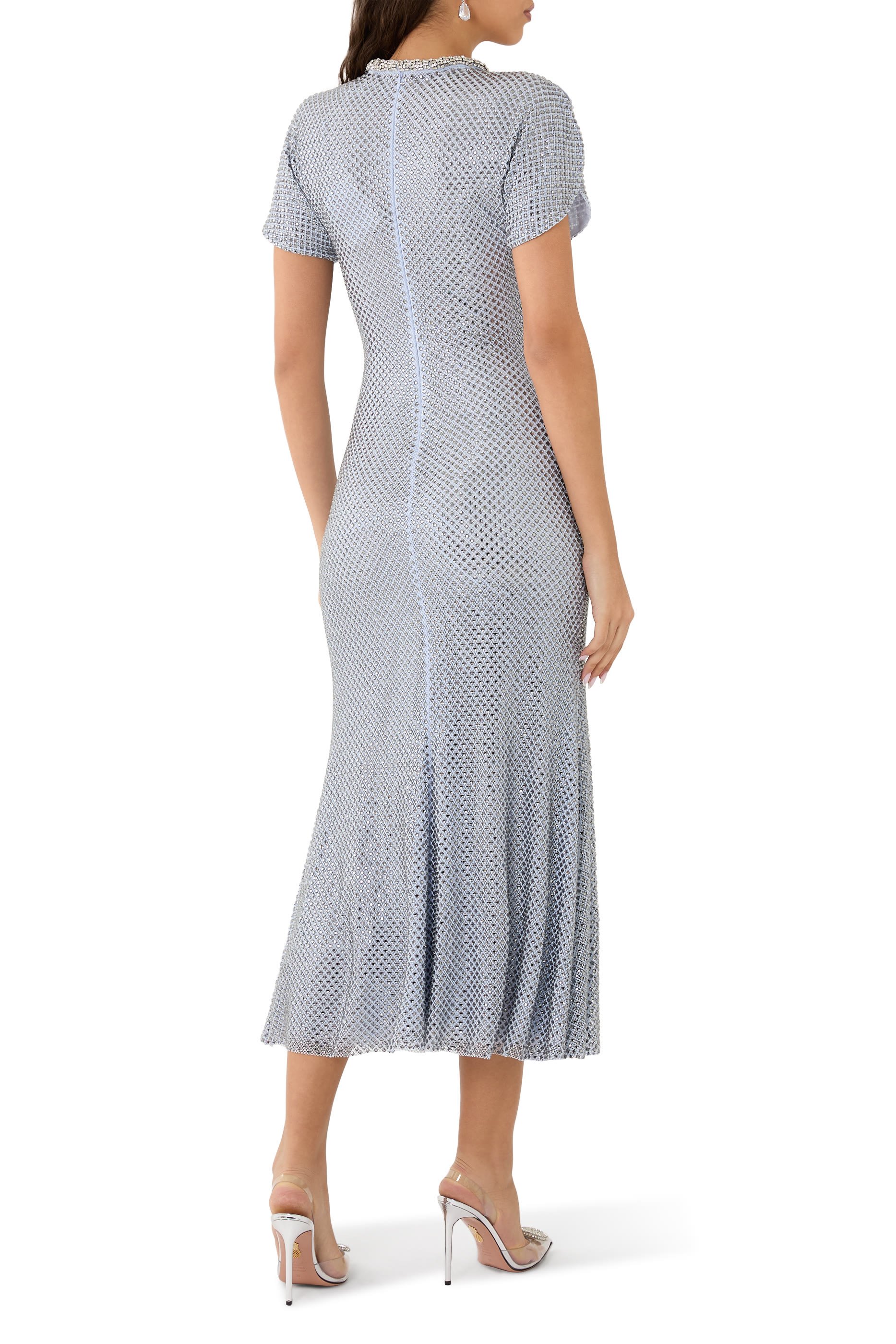 Rhinestone Mesh Midi Dress