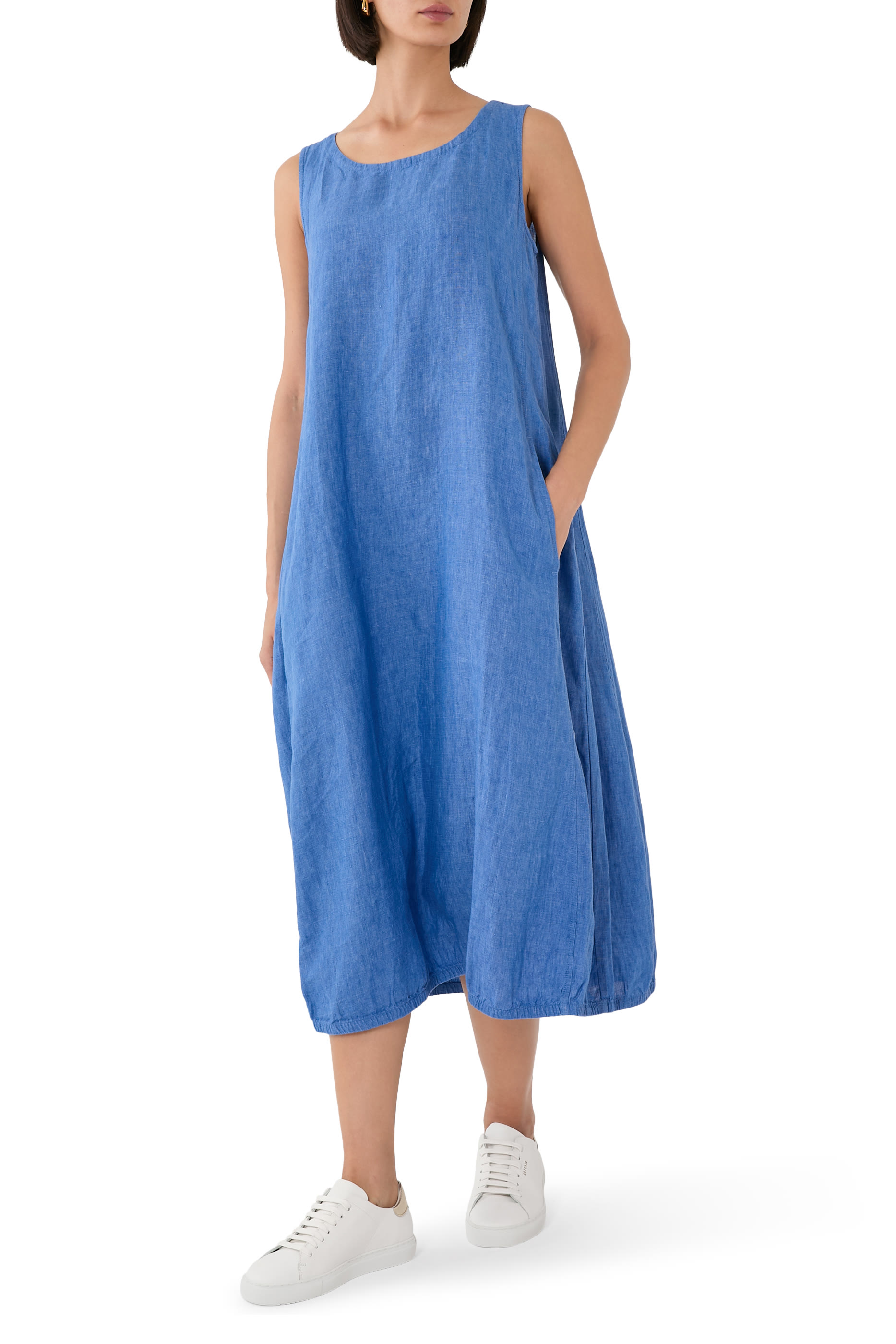 Washed Organic Linen D&eacute;lav&eacute; Lantern Dress