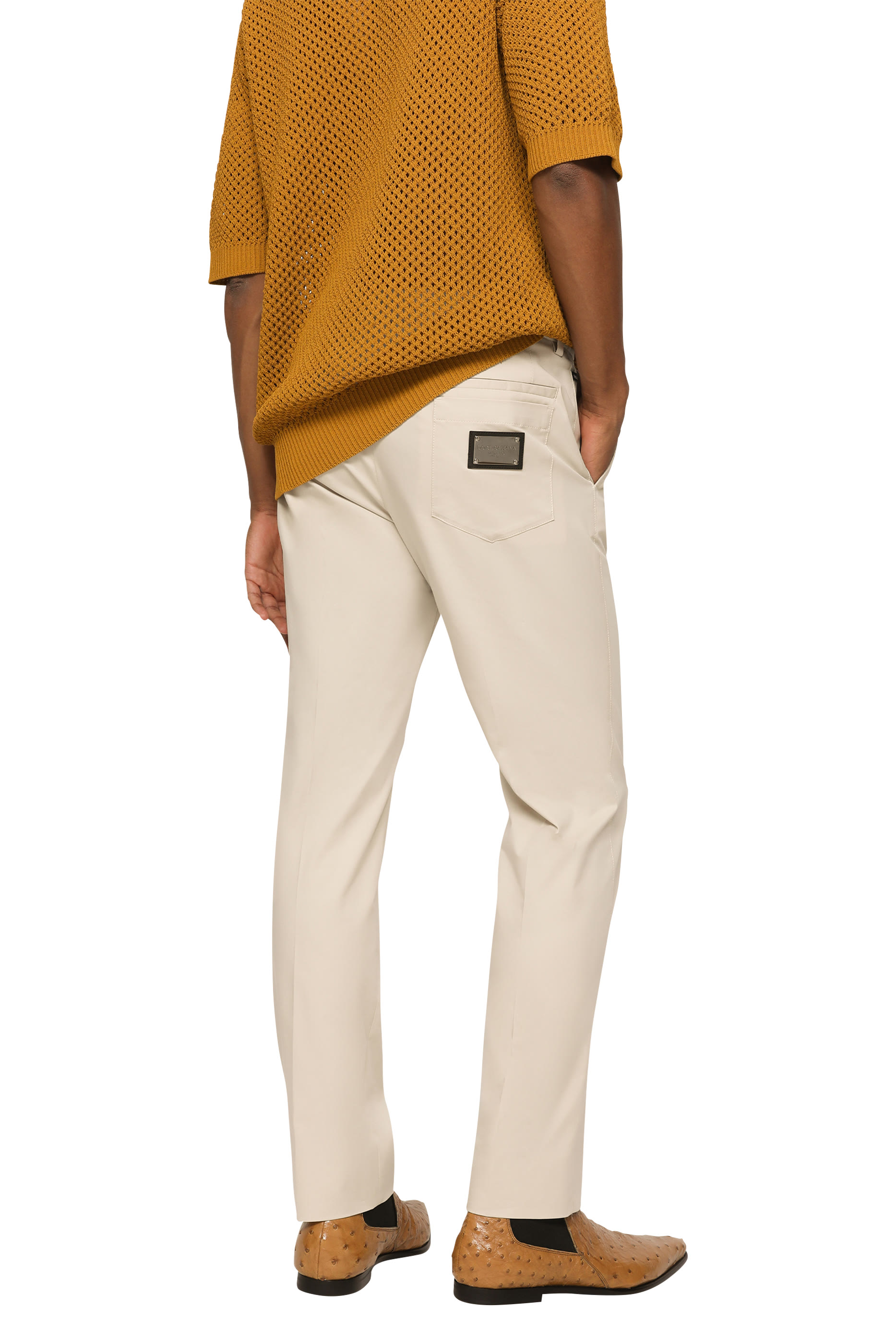 Logo Tag Stretch Cotton Pants