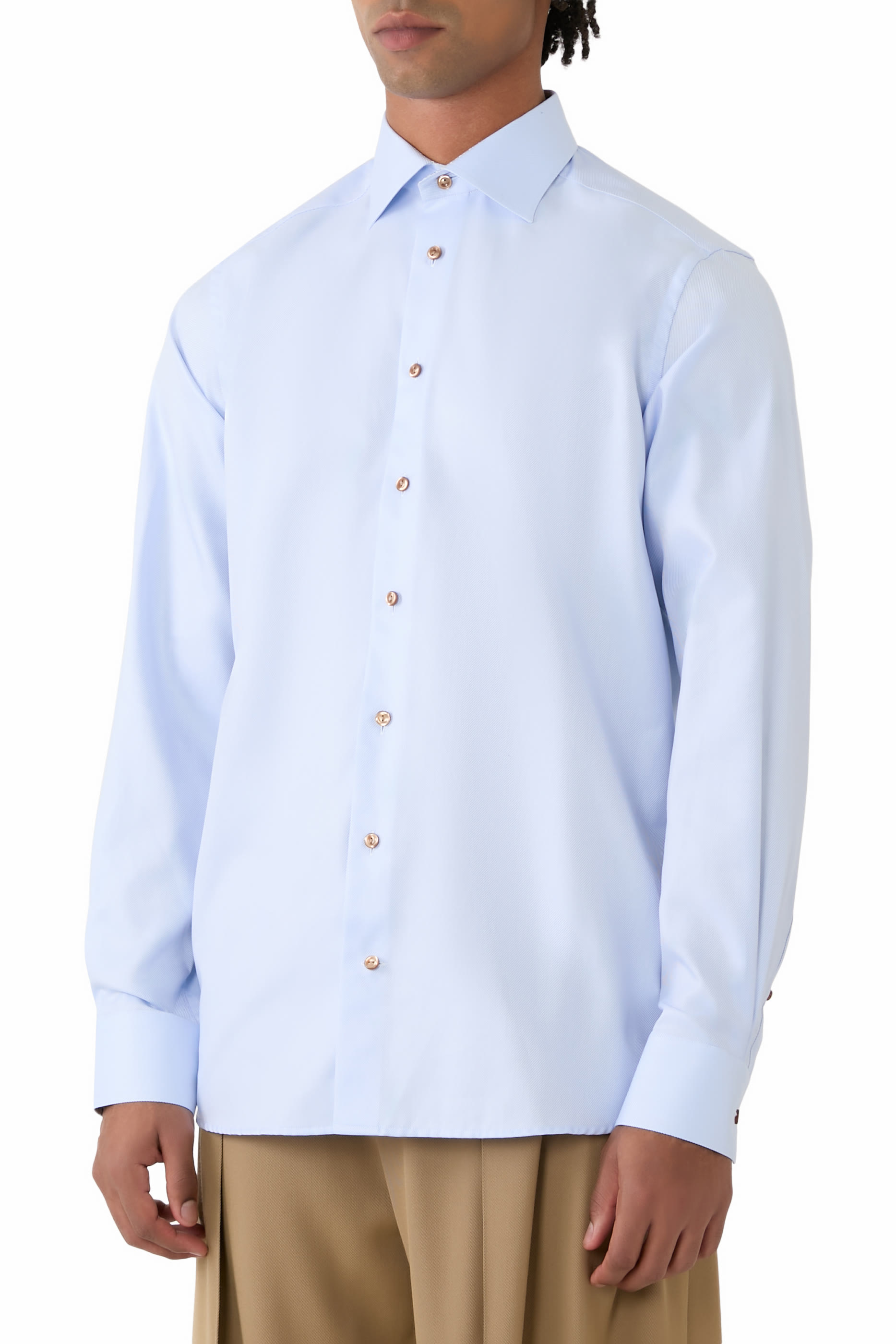 Geometric Effect Textured Twill Shirt