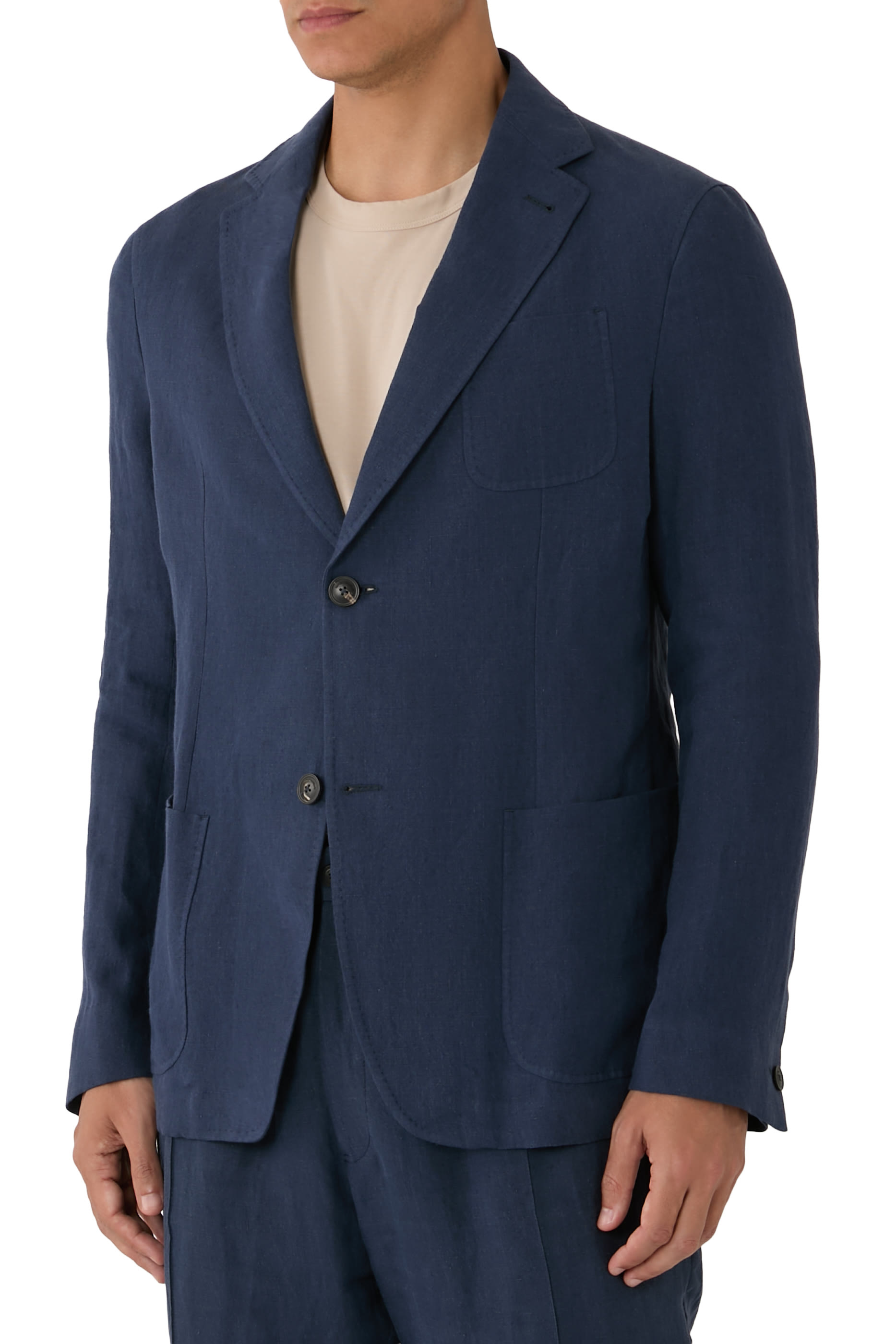Single-Breasted Washed Linen Jacket