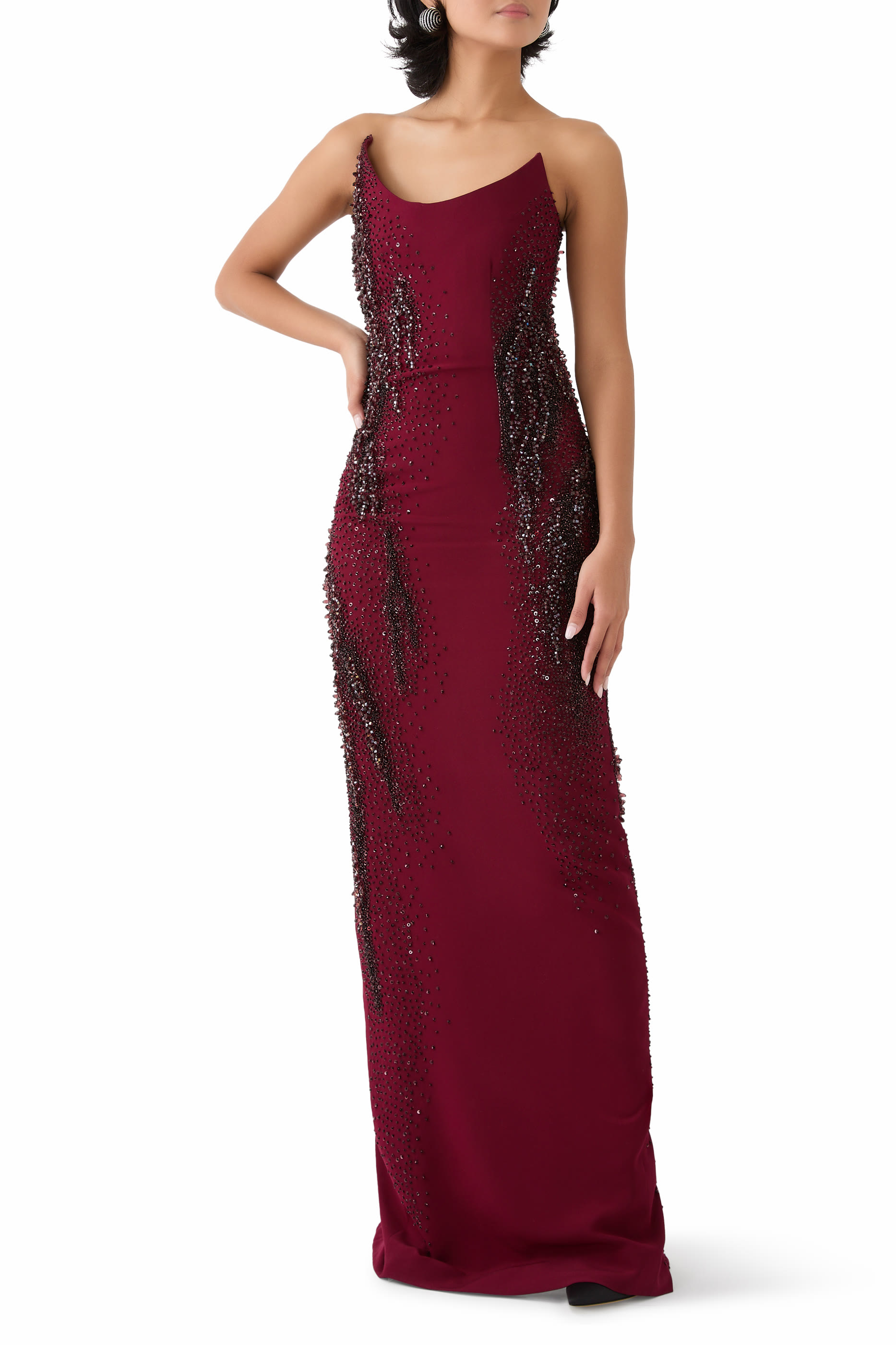 Bordeaux Embroidered Gown