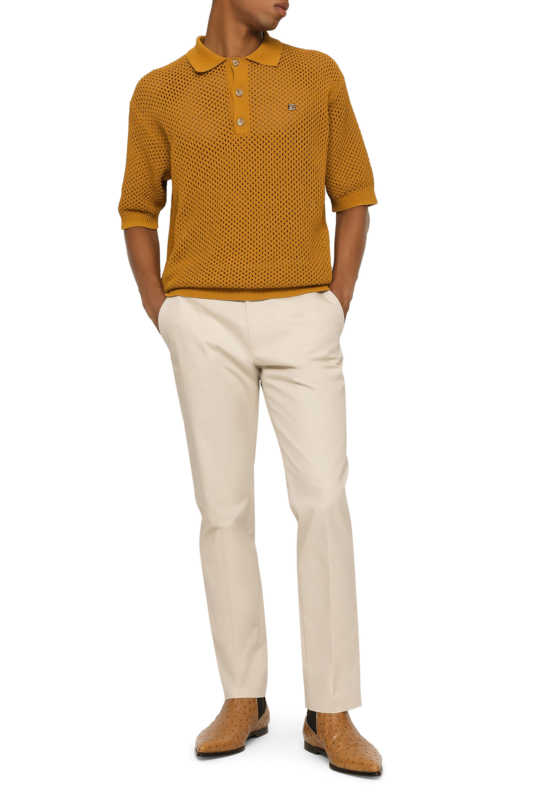 Logo Tag Stretch Cotton Pants