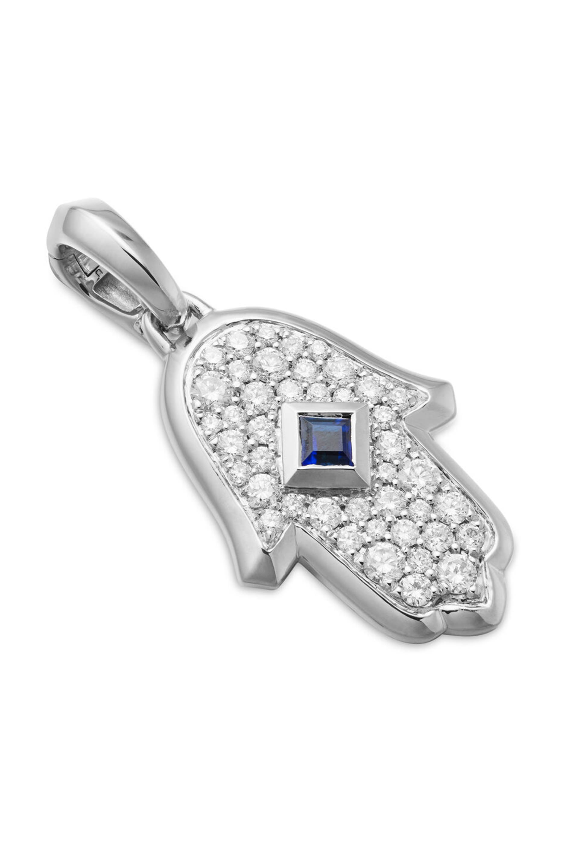 Hamsa Diamond And Sapphire Amulet