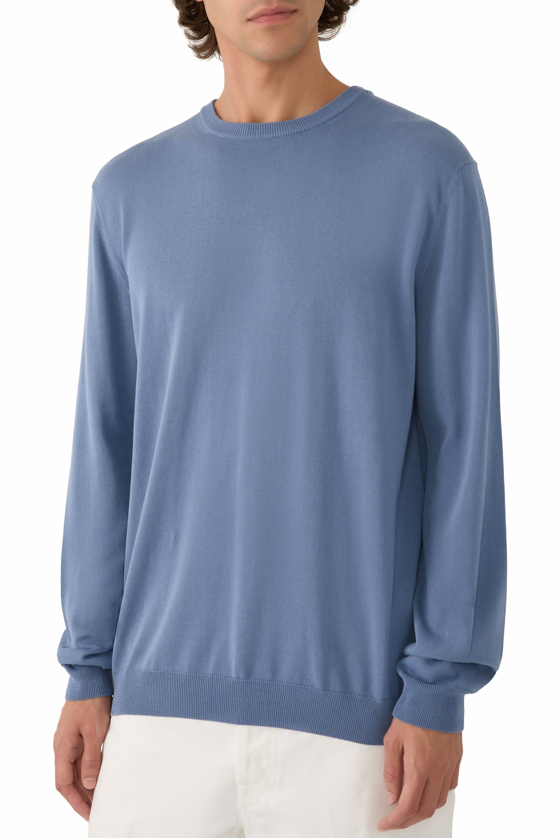 Slim-Fit Cotton Cr&ecirc;pe Crewneck Jumper