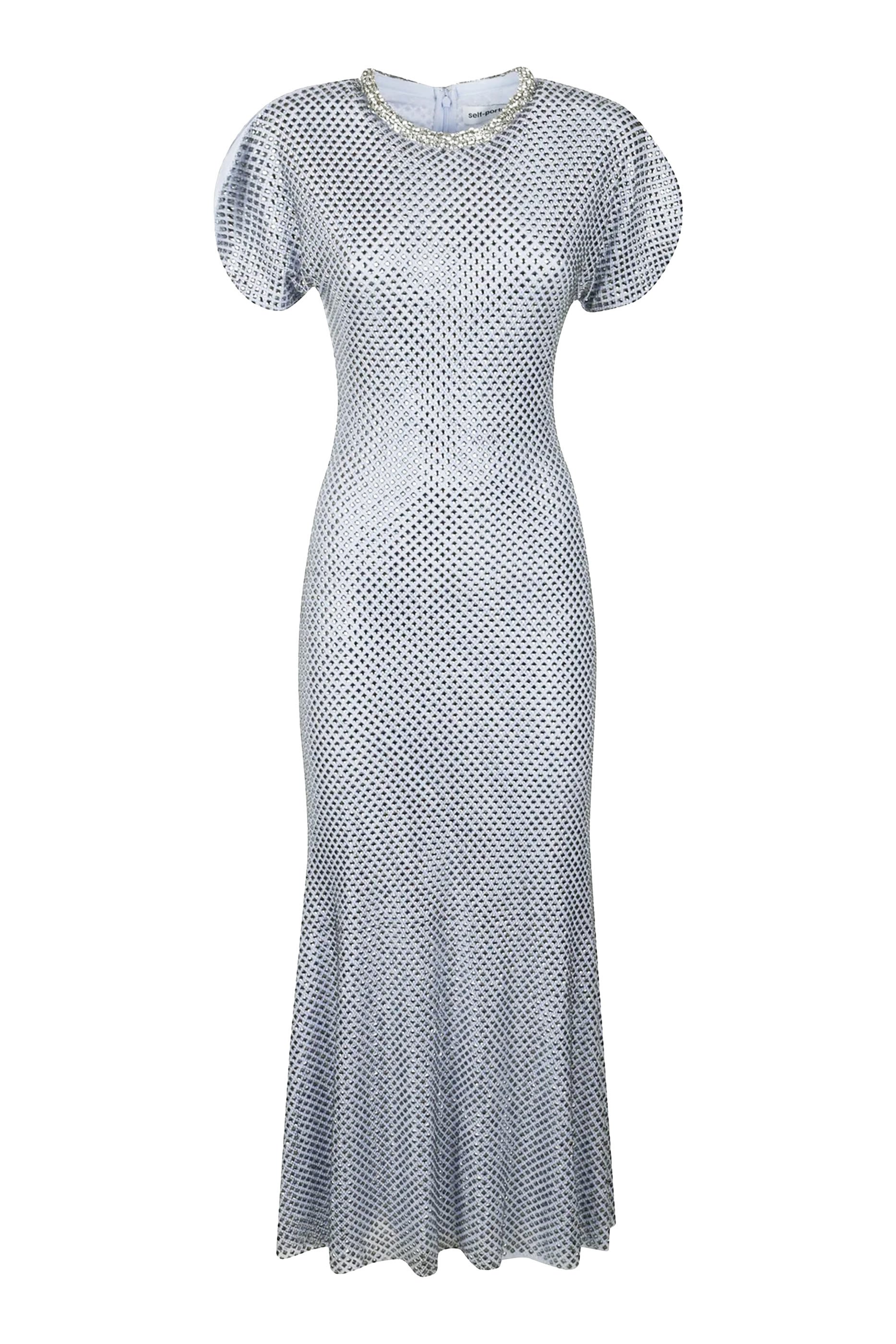 Rhinestone Mesh Midi Dress