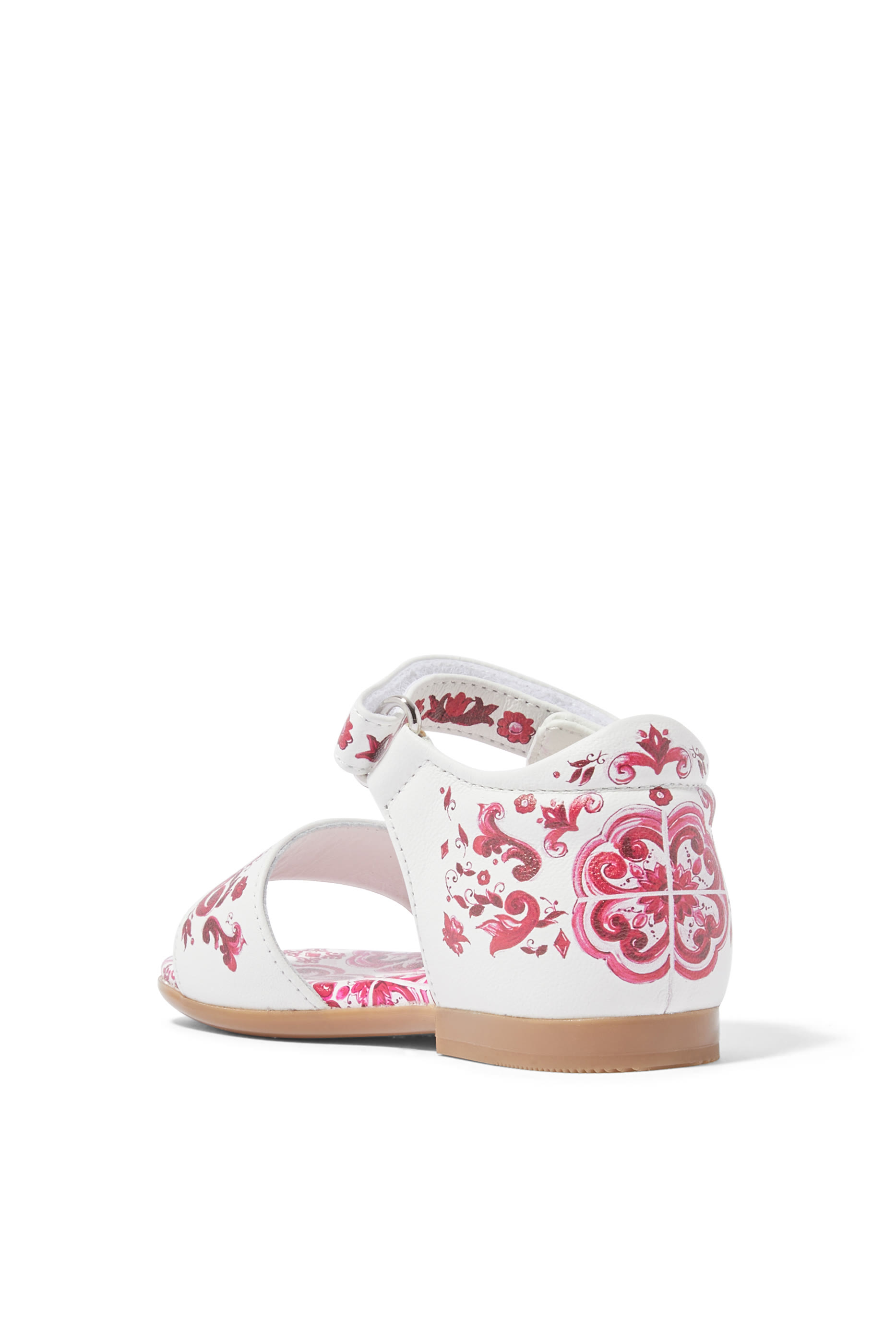 Kids Majolica-Printed Calfskin Sandals