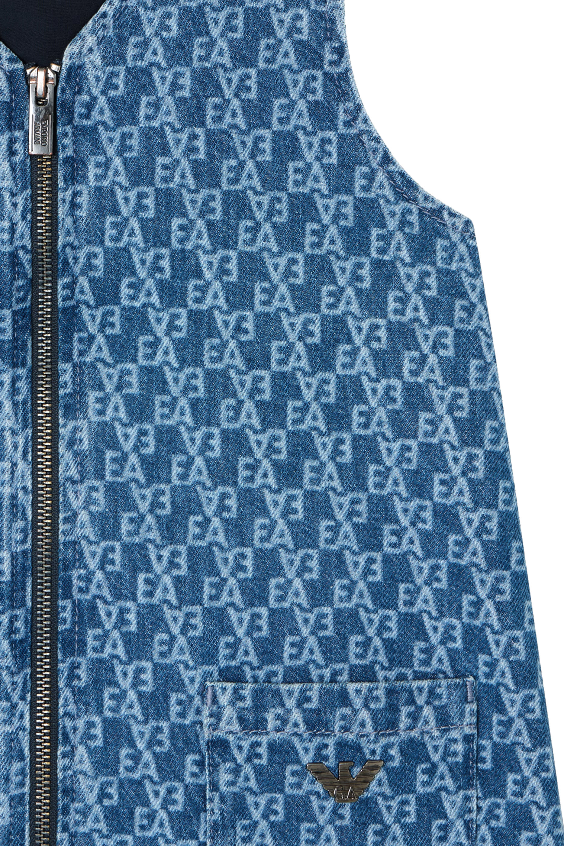 Kids  Interlock Jersey Dress with All-Over EA Logo Print