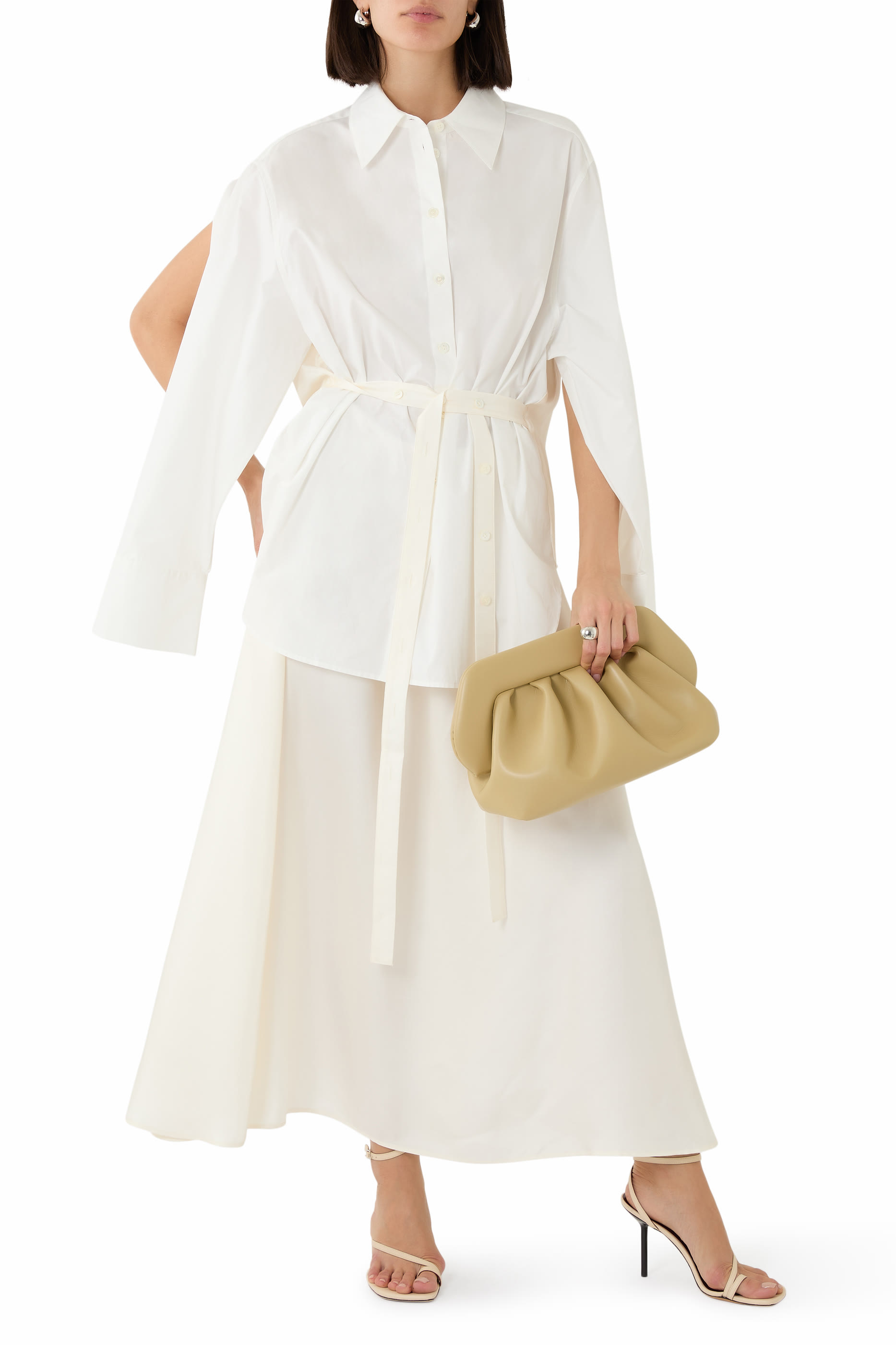  Poplin Silk Combined Gilet-Dress