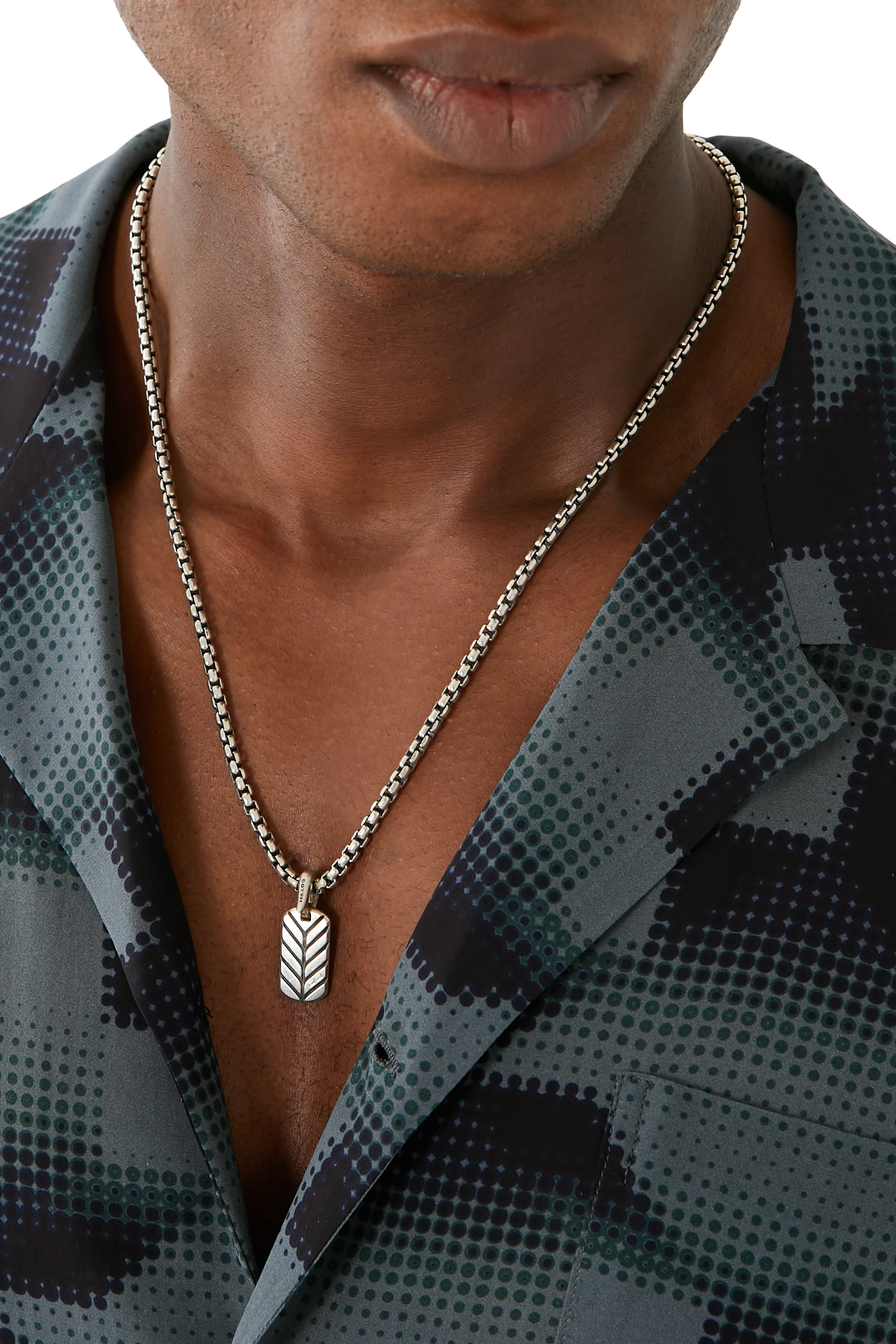 Chevron Tag, Sterling Silver & Malachite