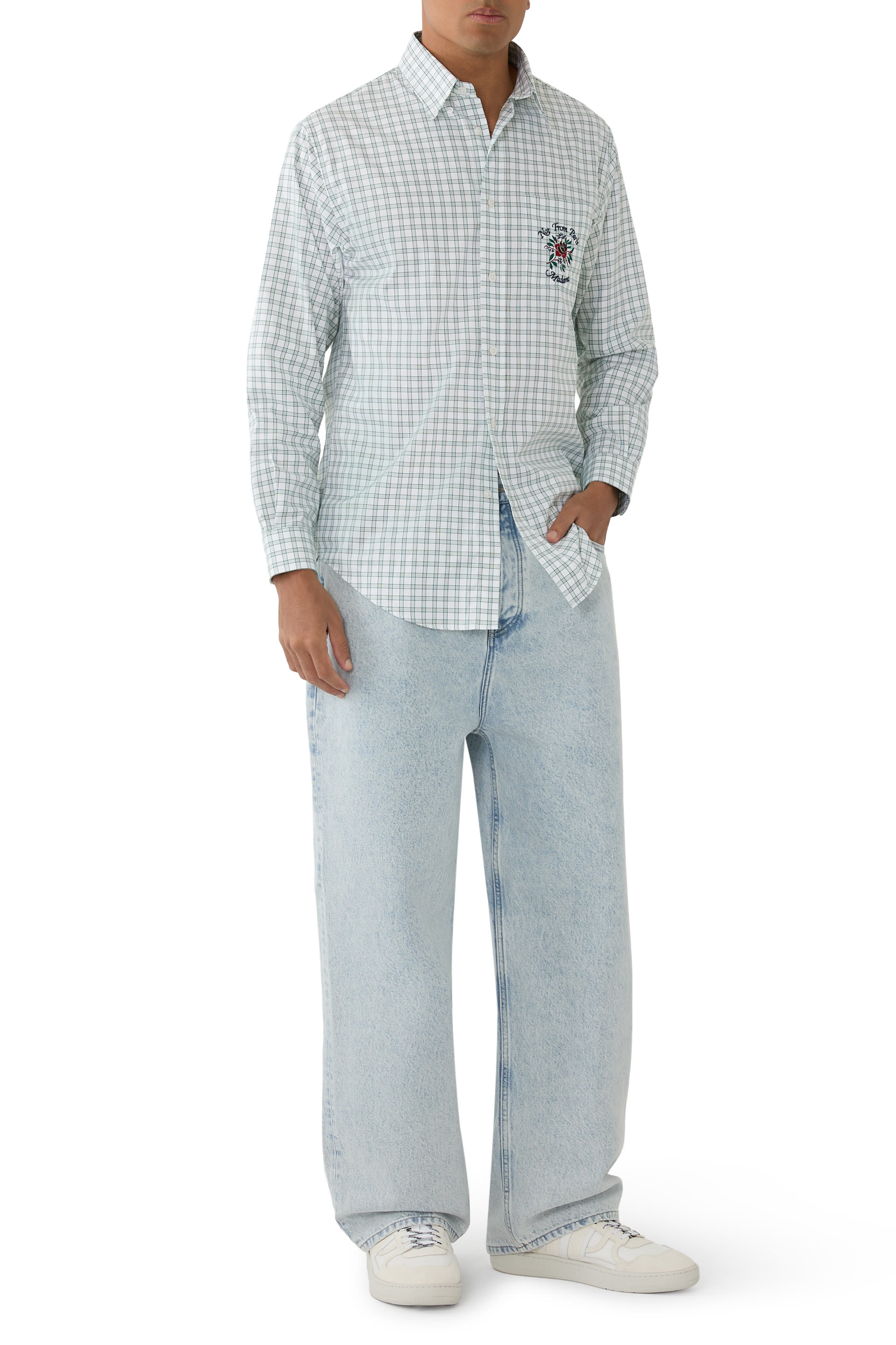 Chemise Carreaux Slogan Rose Shirt