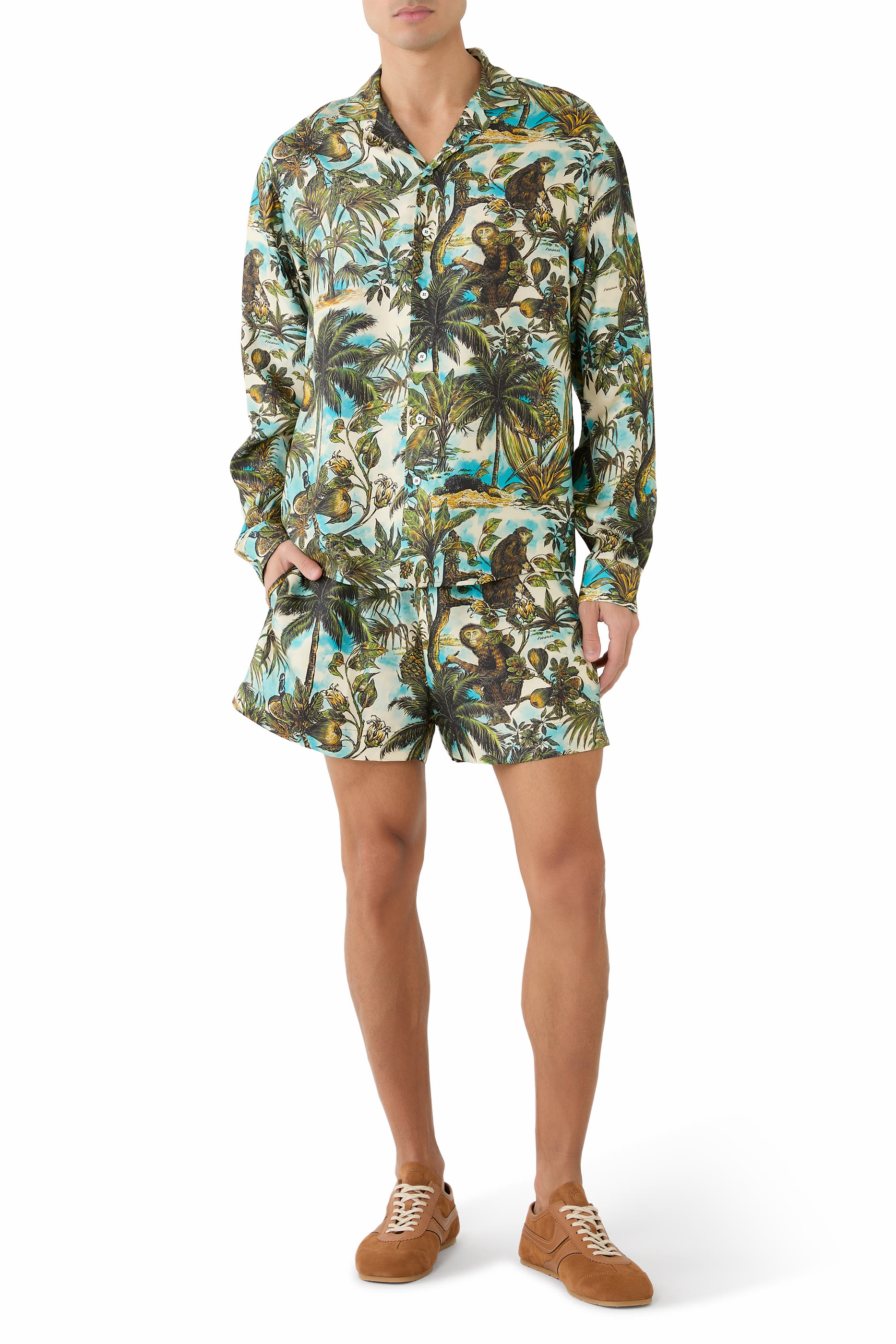  Monkey Print Pull-On Shorts
