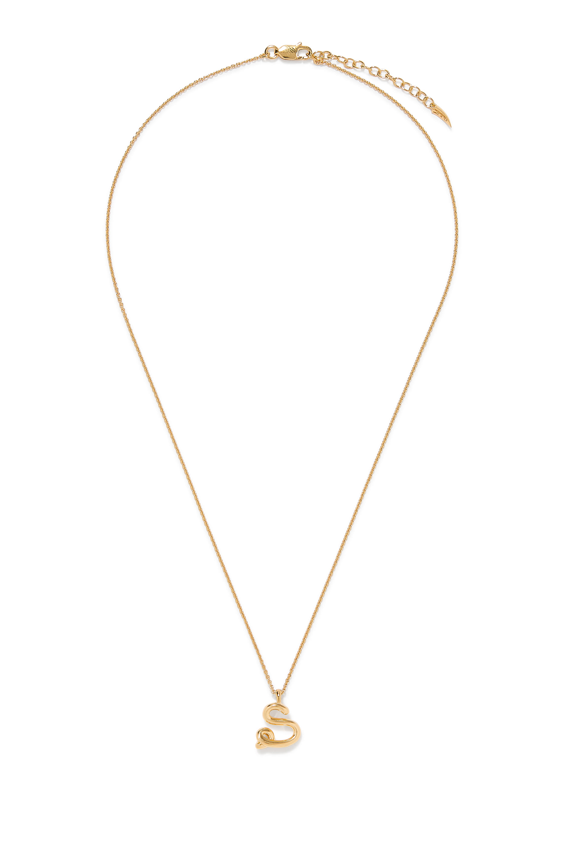 Curly Molten Mini Initial Necklace - S, 18ct Recycled Gold Vermeil on Recycled Sterling Silver