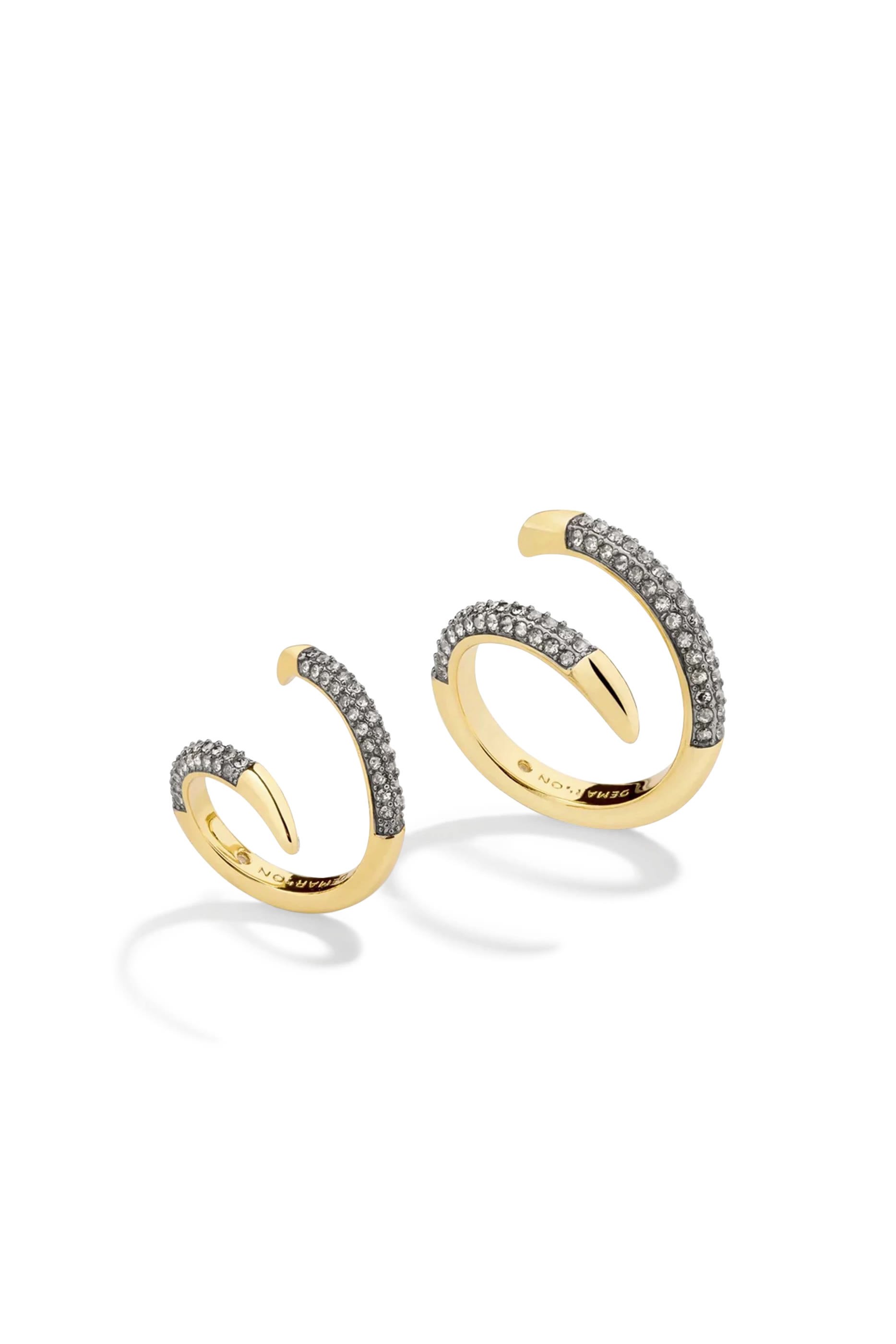 Vesey Duo Ring, 12K Gold Plated Brass  & Crystals