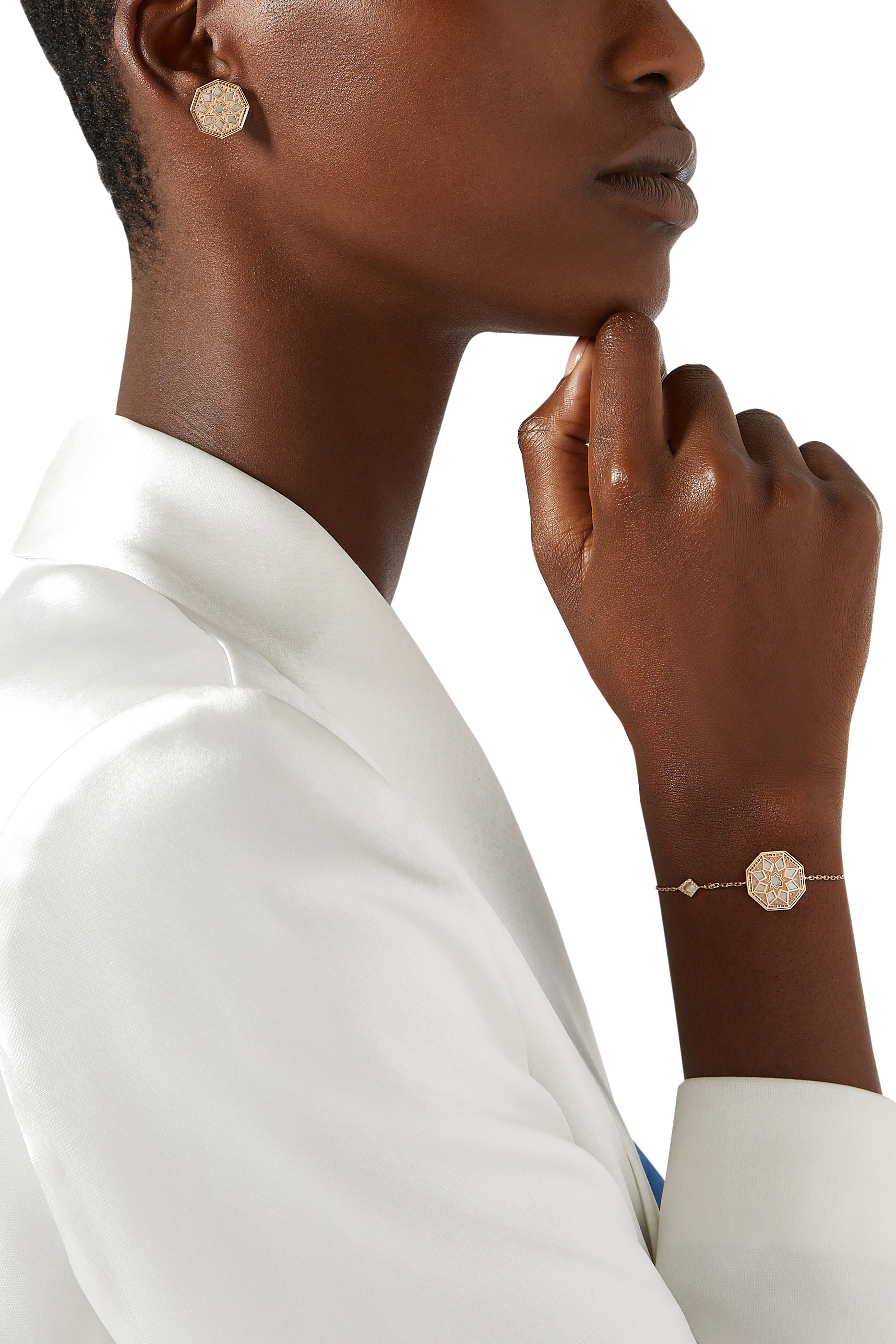  Classic Turath Bracelet,  18K Rose Gold, Mother of Pearl & Diamonds