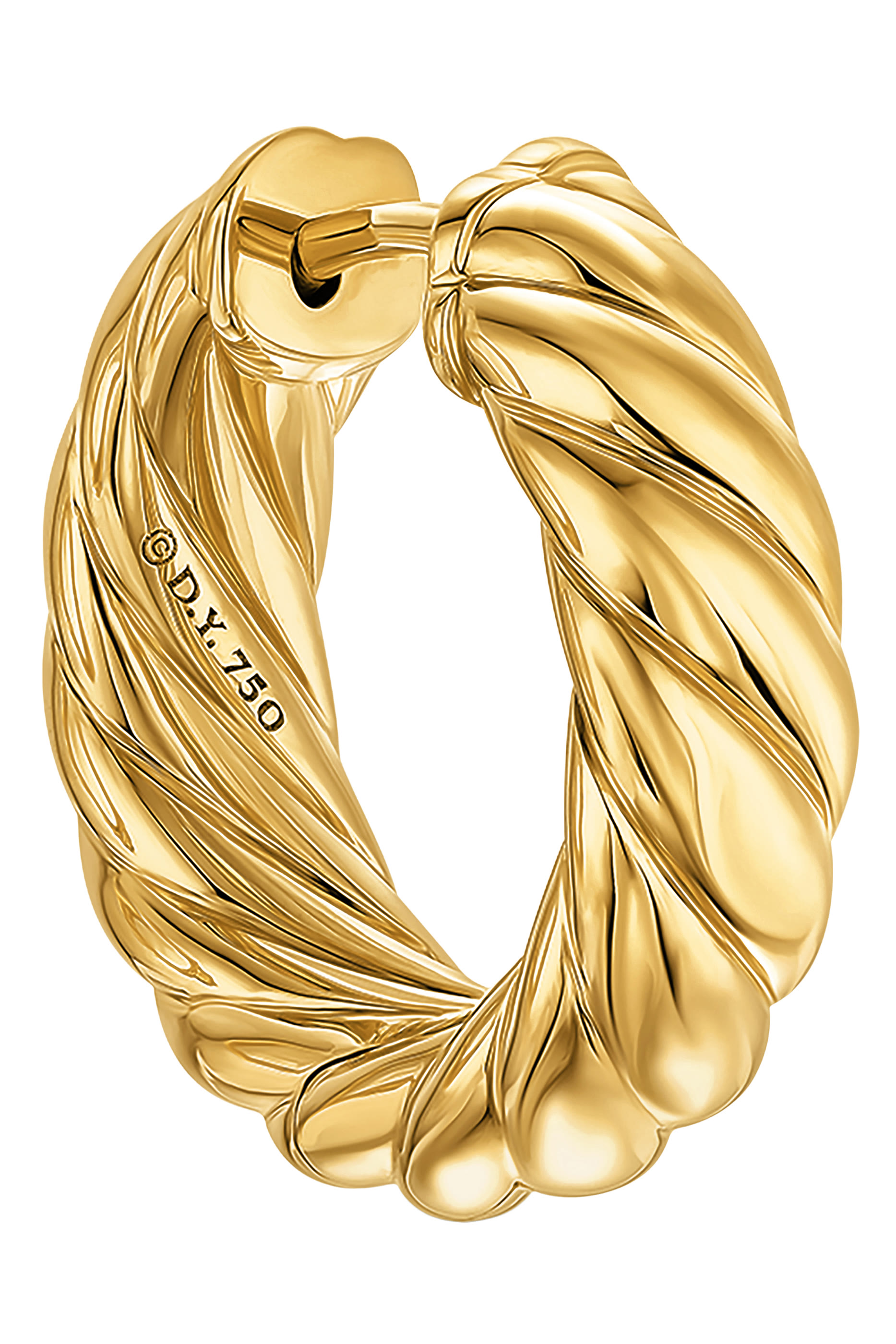 Sculpted Cable Hoop Earrings, 18K Yellow Gold