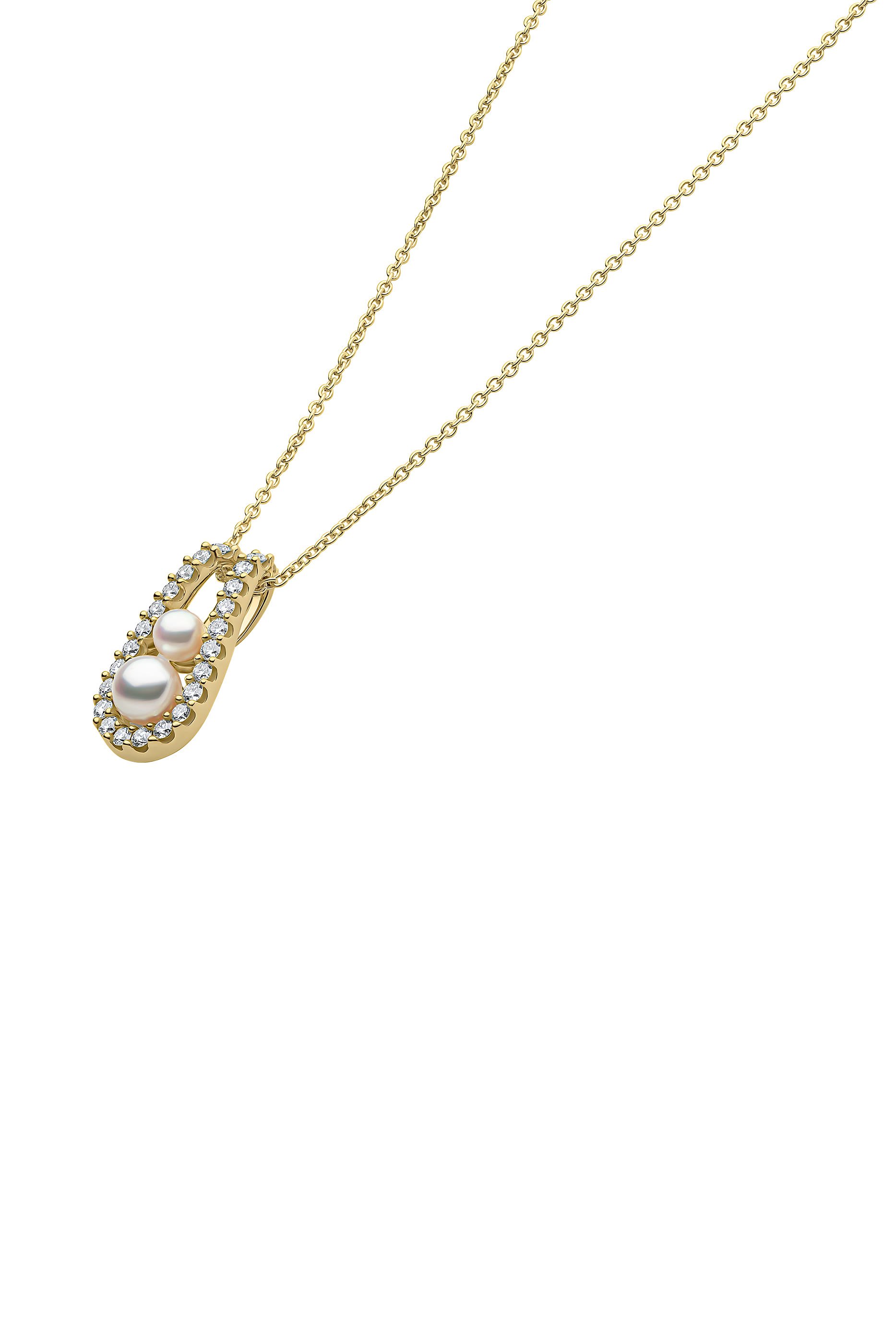Sleek Pendant, 18k Gold, Diamonds & Pearls
