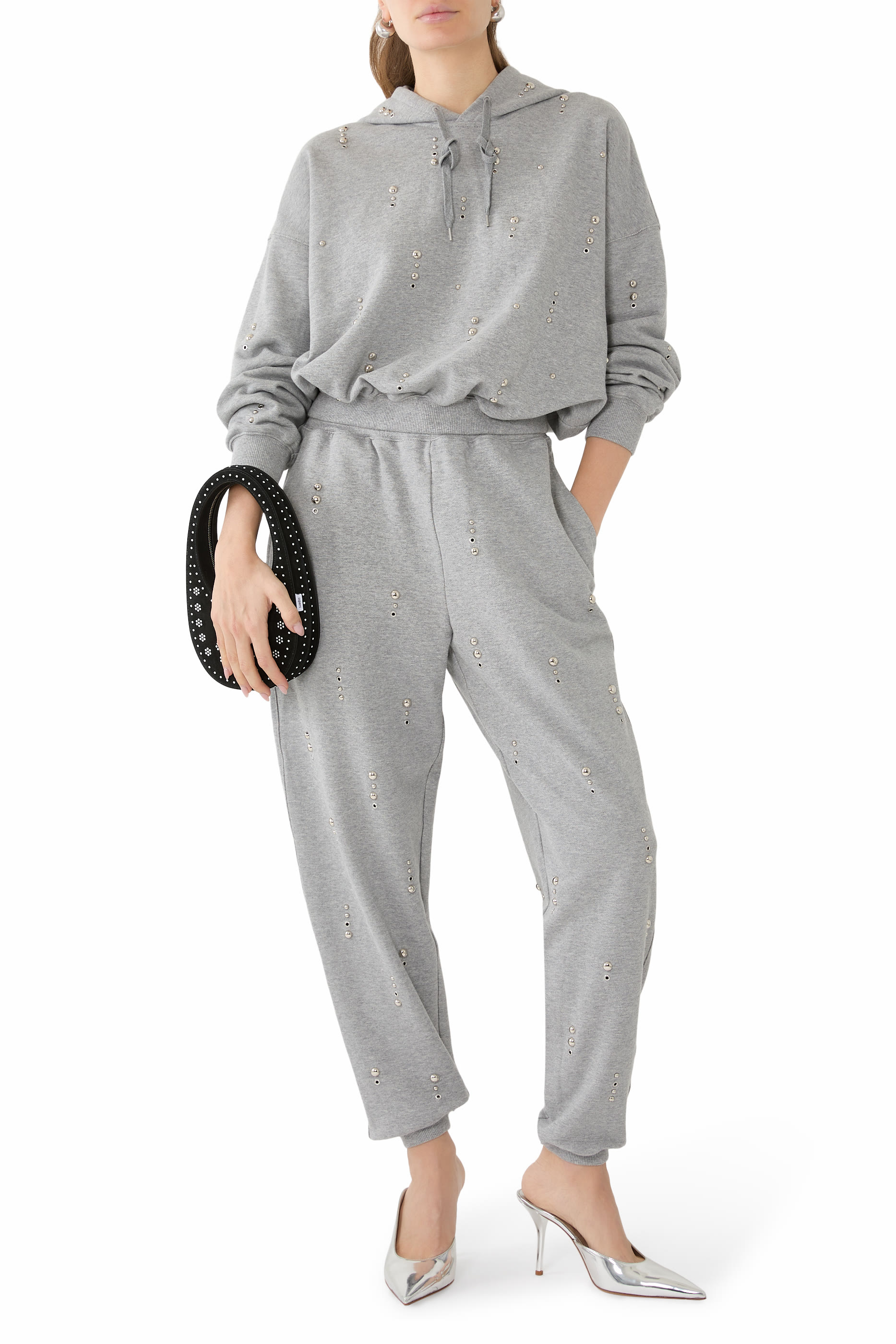 Stud Embellished Oversized Hoodie 