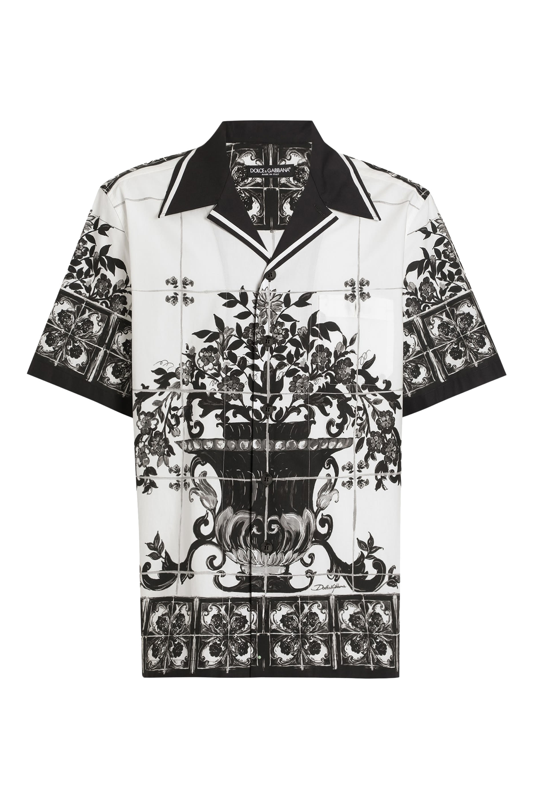 Majolica-Print Poplin Hawaii Shirt