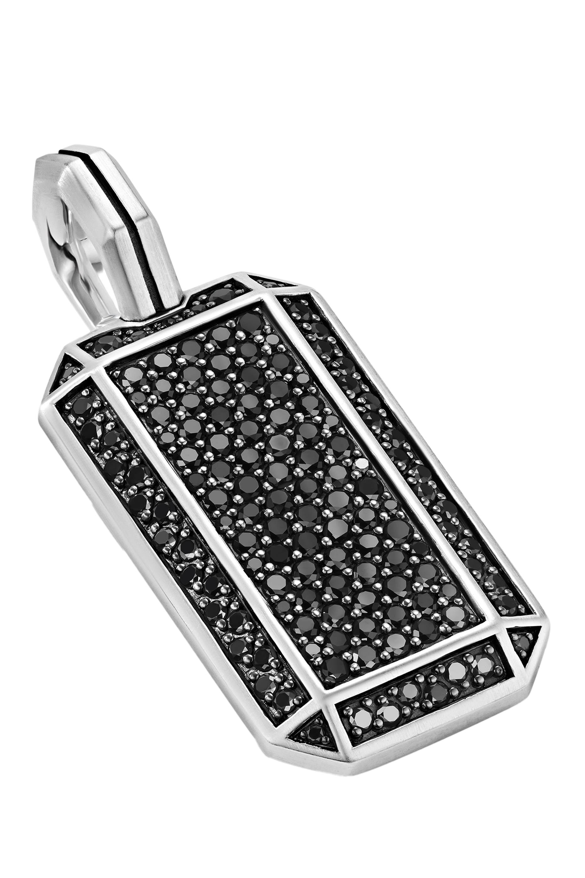 Deco Tag, Sterling Silver with Black Diamonds