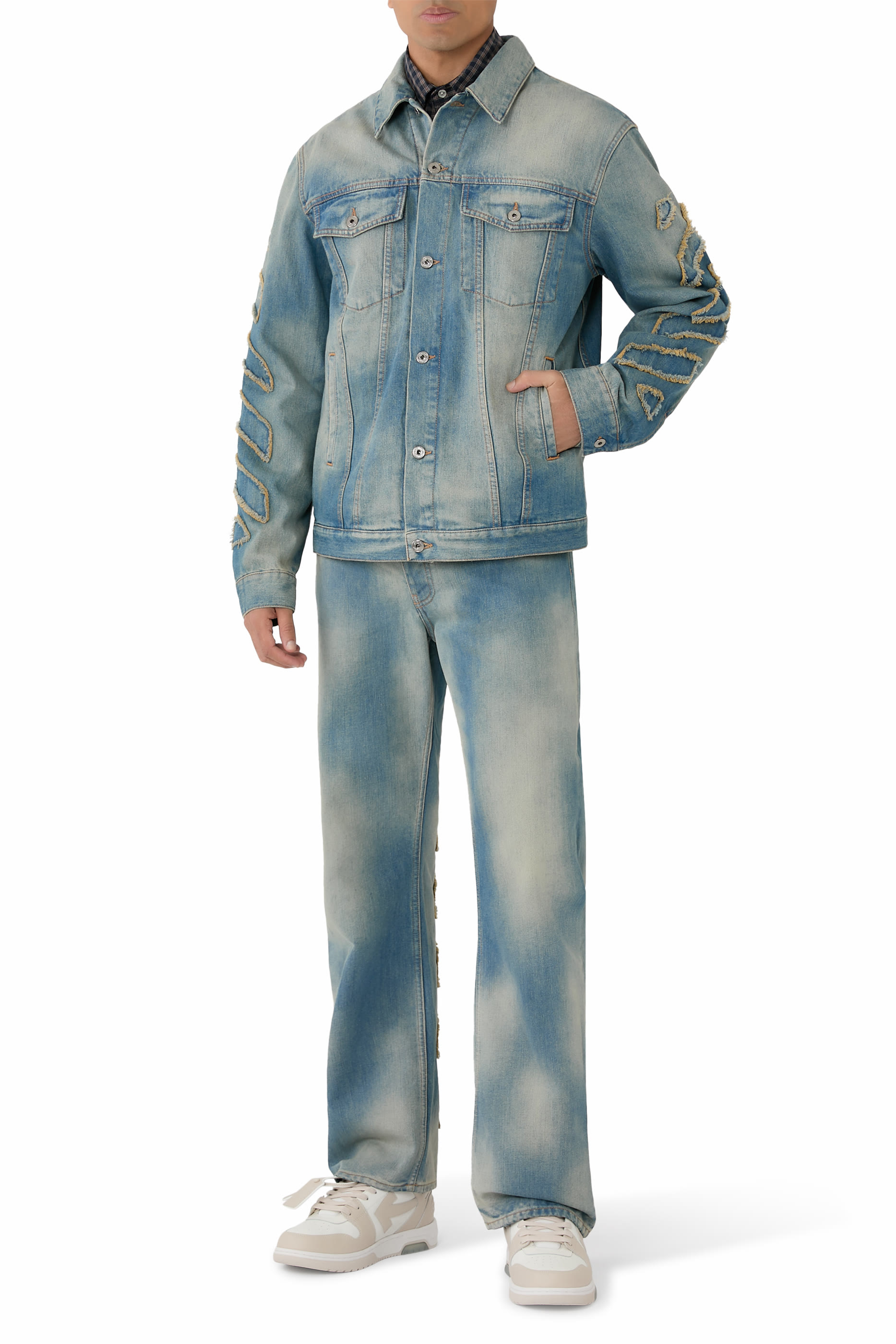  Diagonal Raw Patch Skate Denim Jacket 