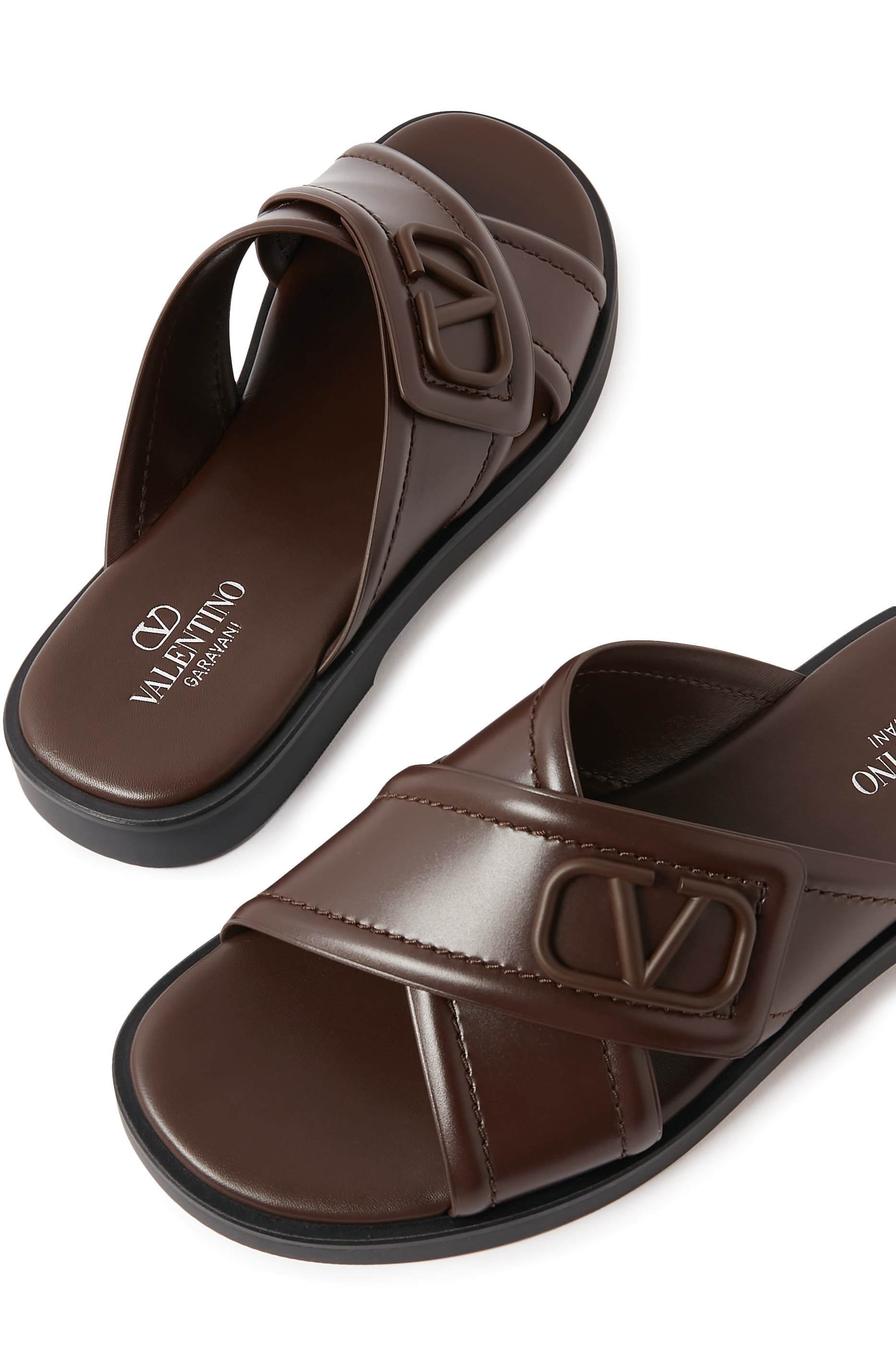 VLogo Signature Calfskin Leather Slide