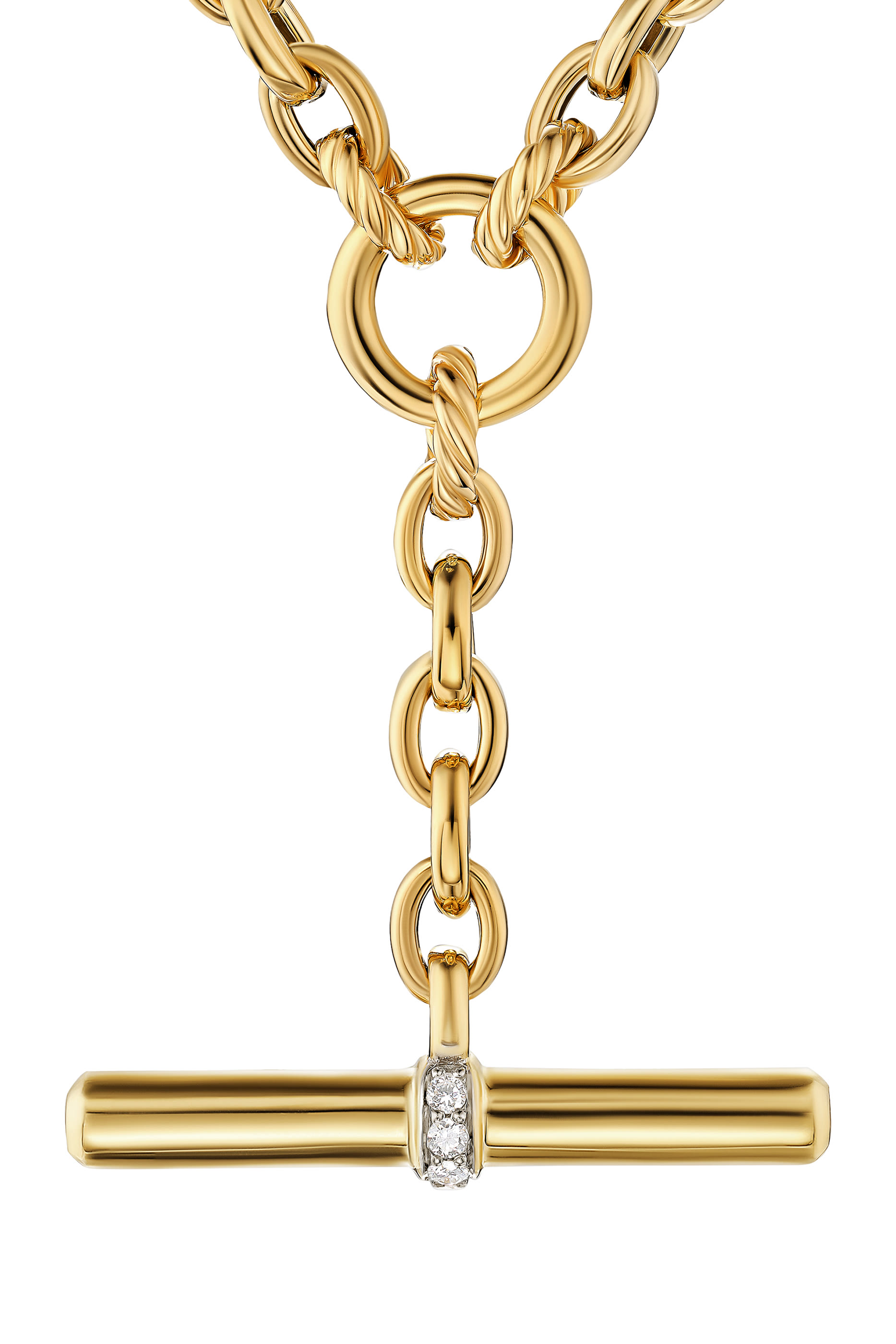 DY Mercer&reg; Petite Toggle Chain Necklace, 18K Yellow Gold & Diamonds