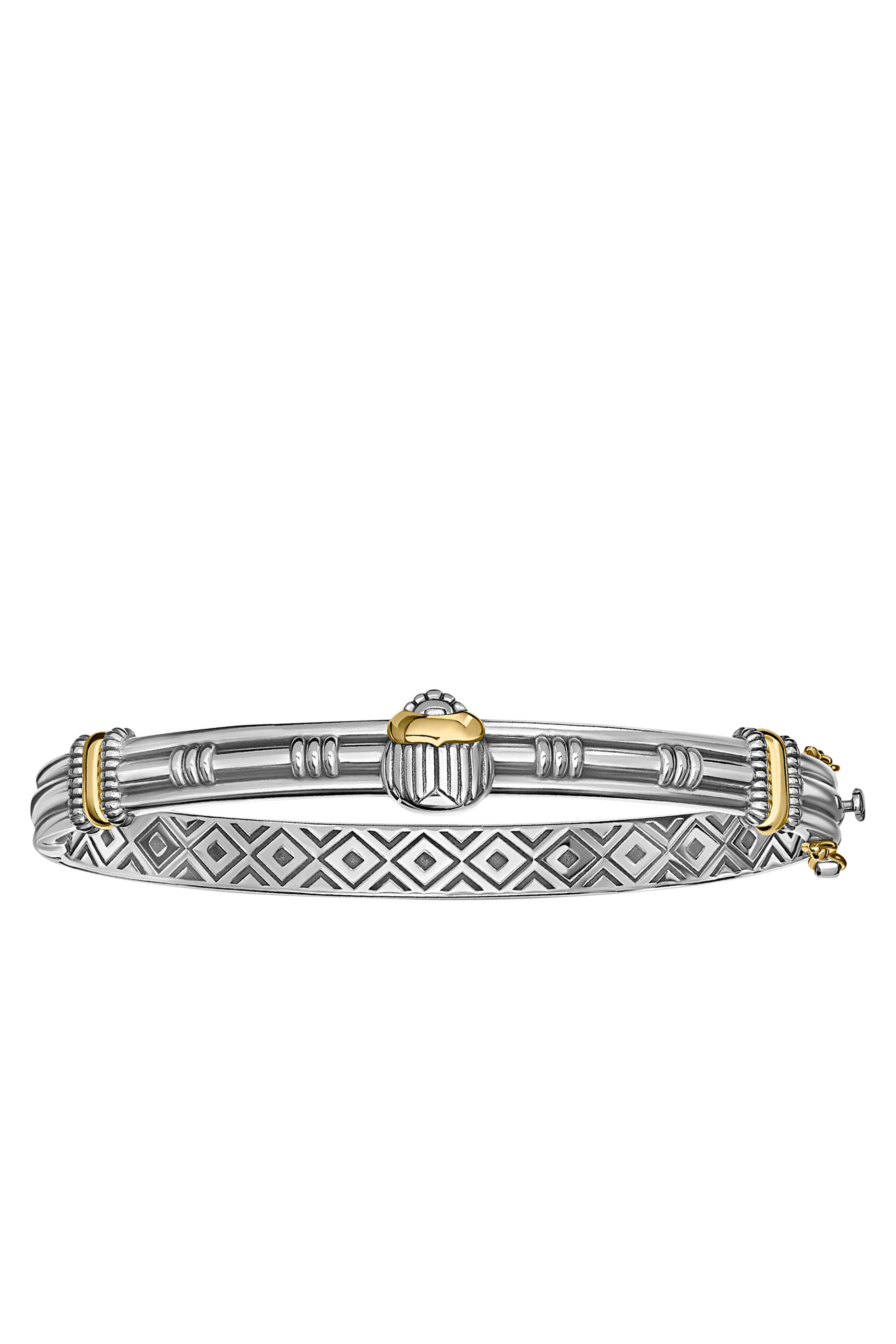 Scarab Bangle, 18K Yellow Gold with Sterling Silver