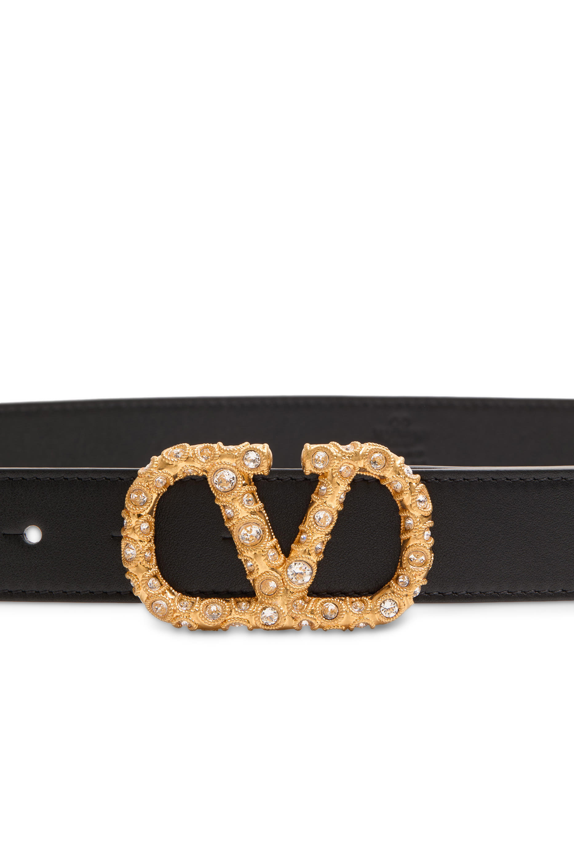 VLogo Signature Belt in Shiny Calfskin with Crystals 30mm