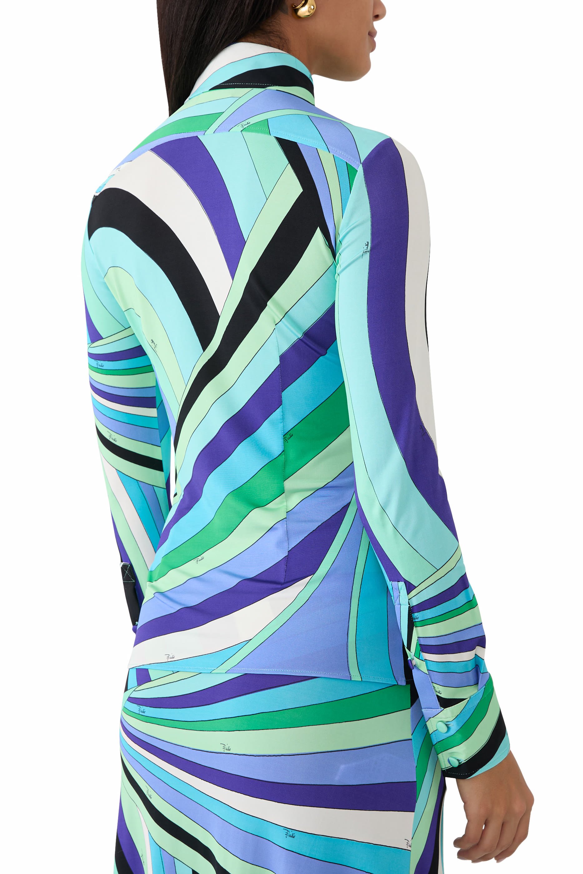 Wave-Print Long Sleeves Shirt