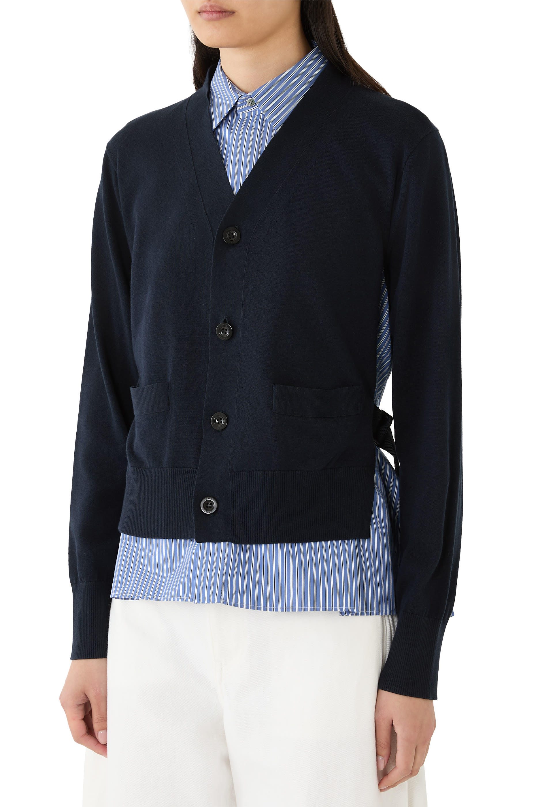 Poplin x Cotton Knit Cardigan 