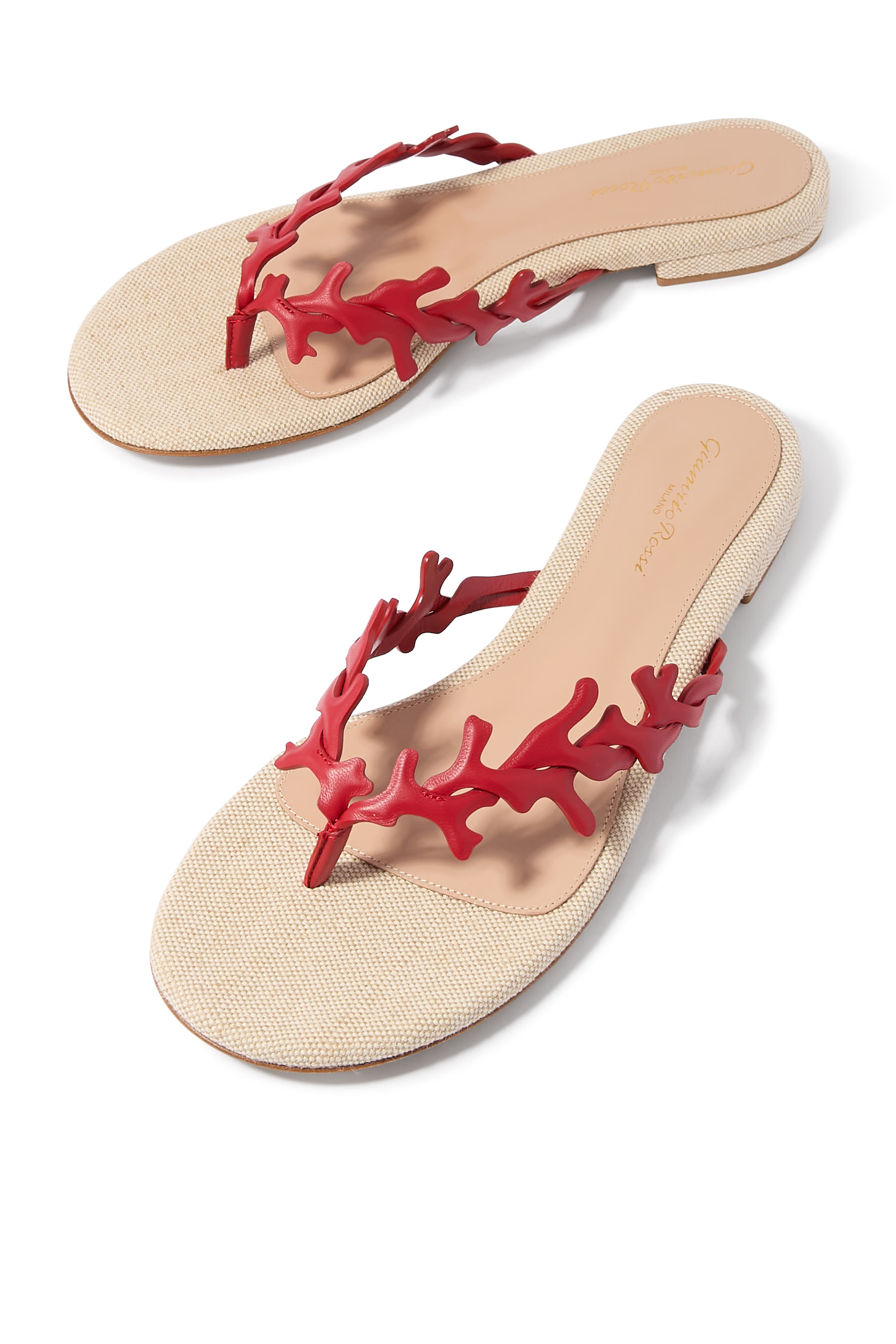 Ocean Leather Flat Slide Sandals