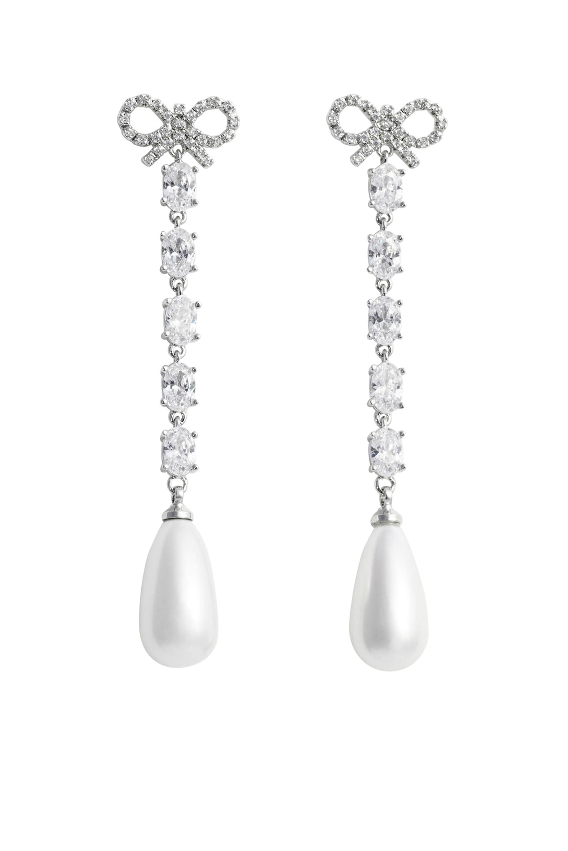 Bow Pearl Droplet Earrings