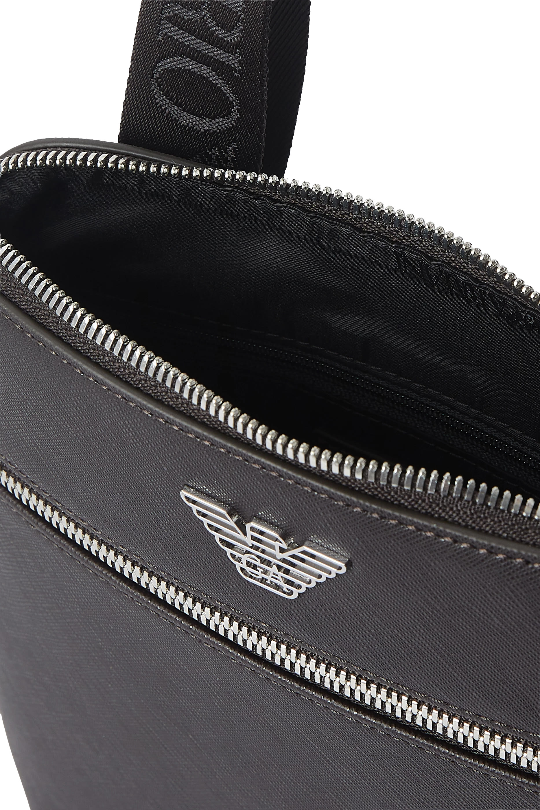  ASV Regenerated Saffiano Leather Flat Shoulder Bag with Eagle Plate