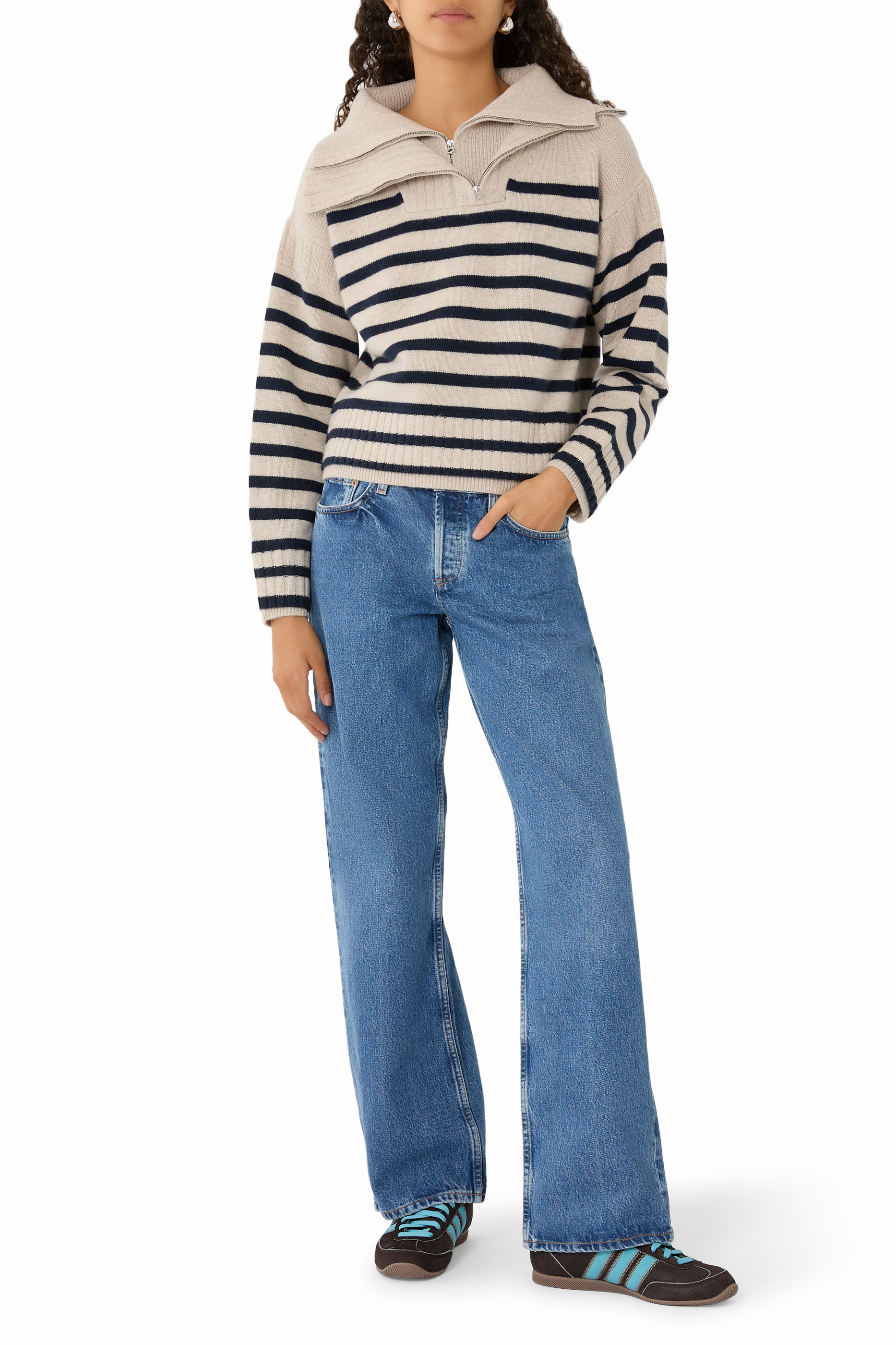  Ilaria Stripe Half-Zip Sweater 