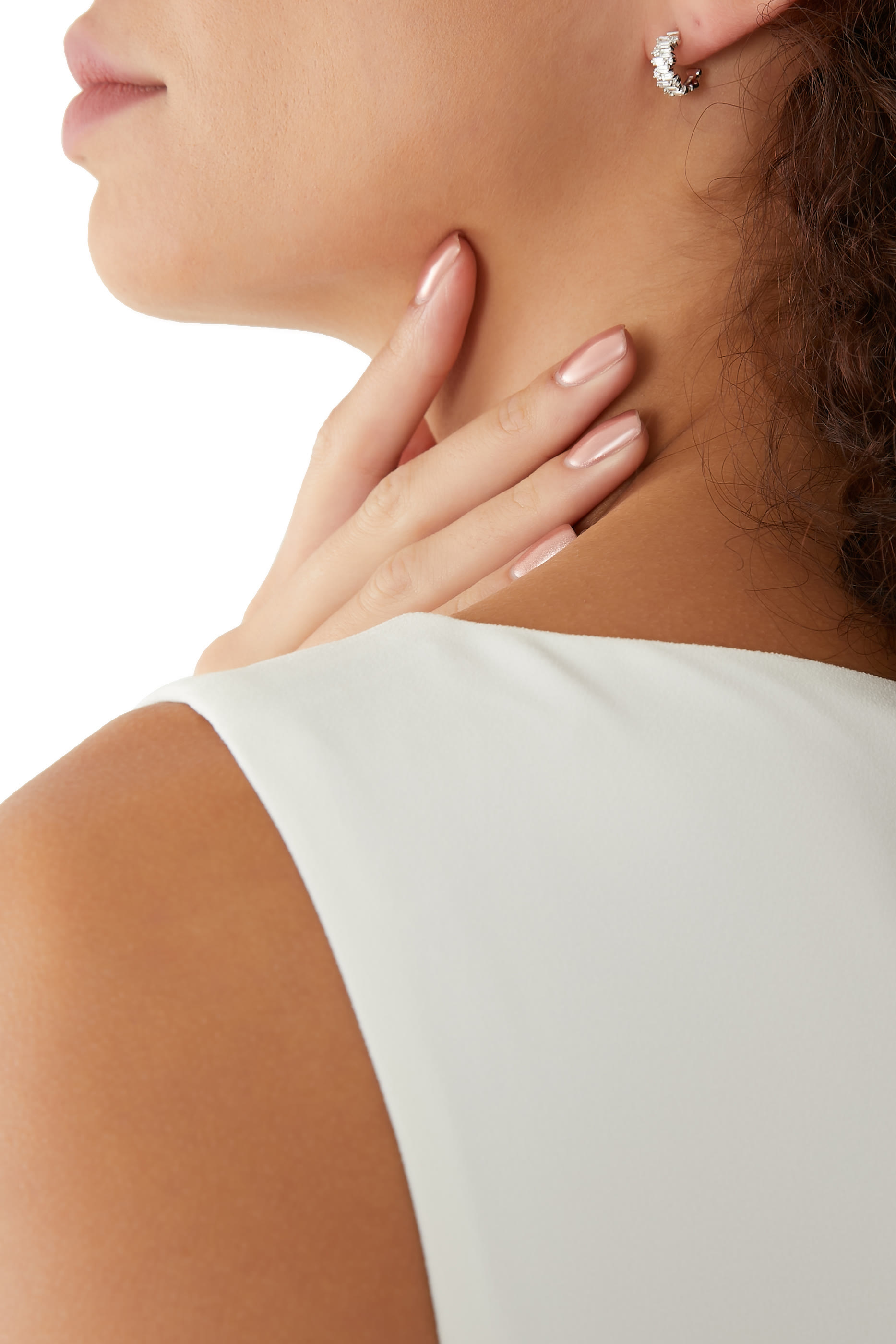 Fireworks Baguette Hoop Earrings, 18k White Gold & Diamonds