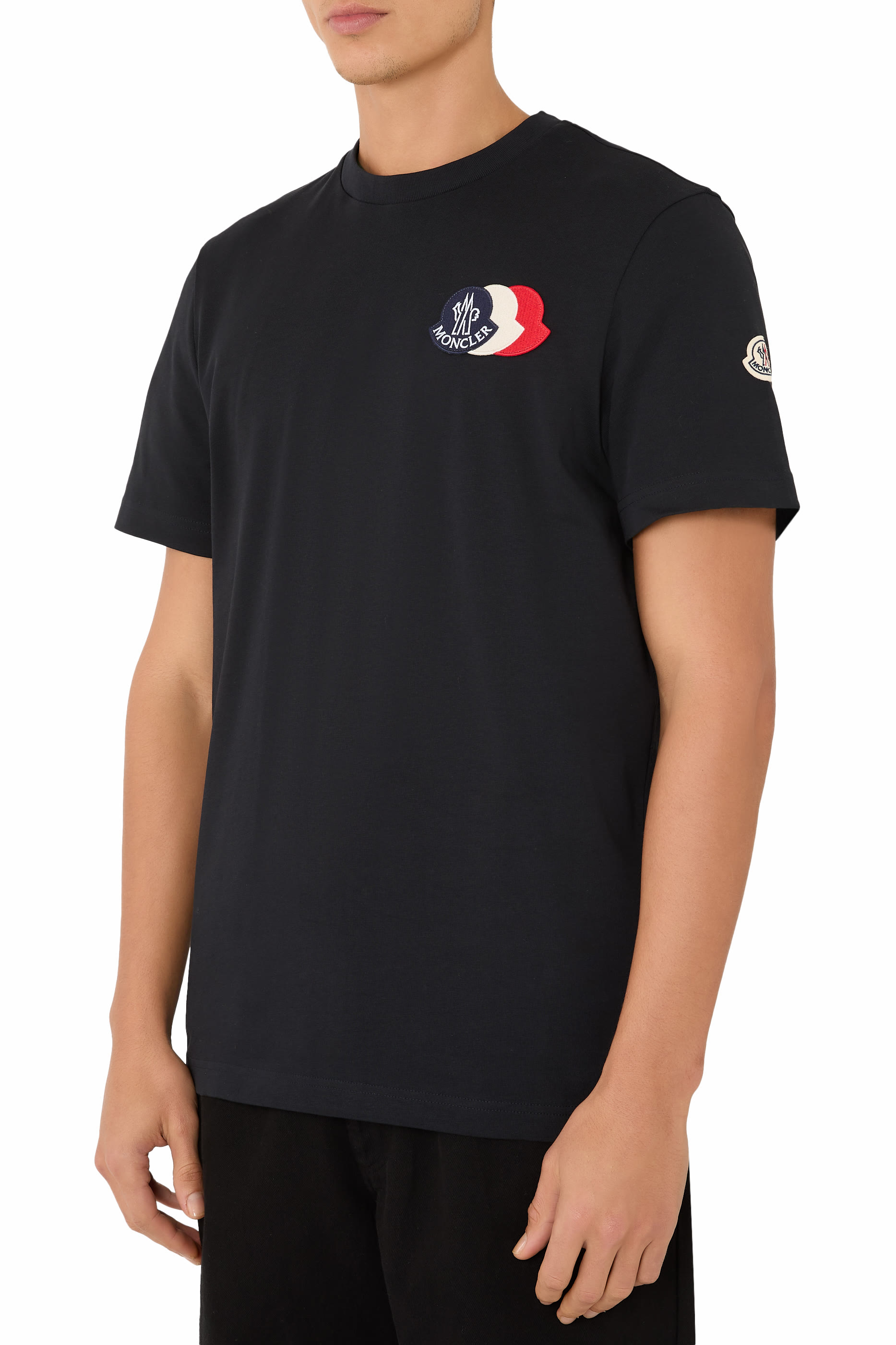 Embroidered Tricolour Logo Cotton T-Shirt