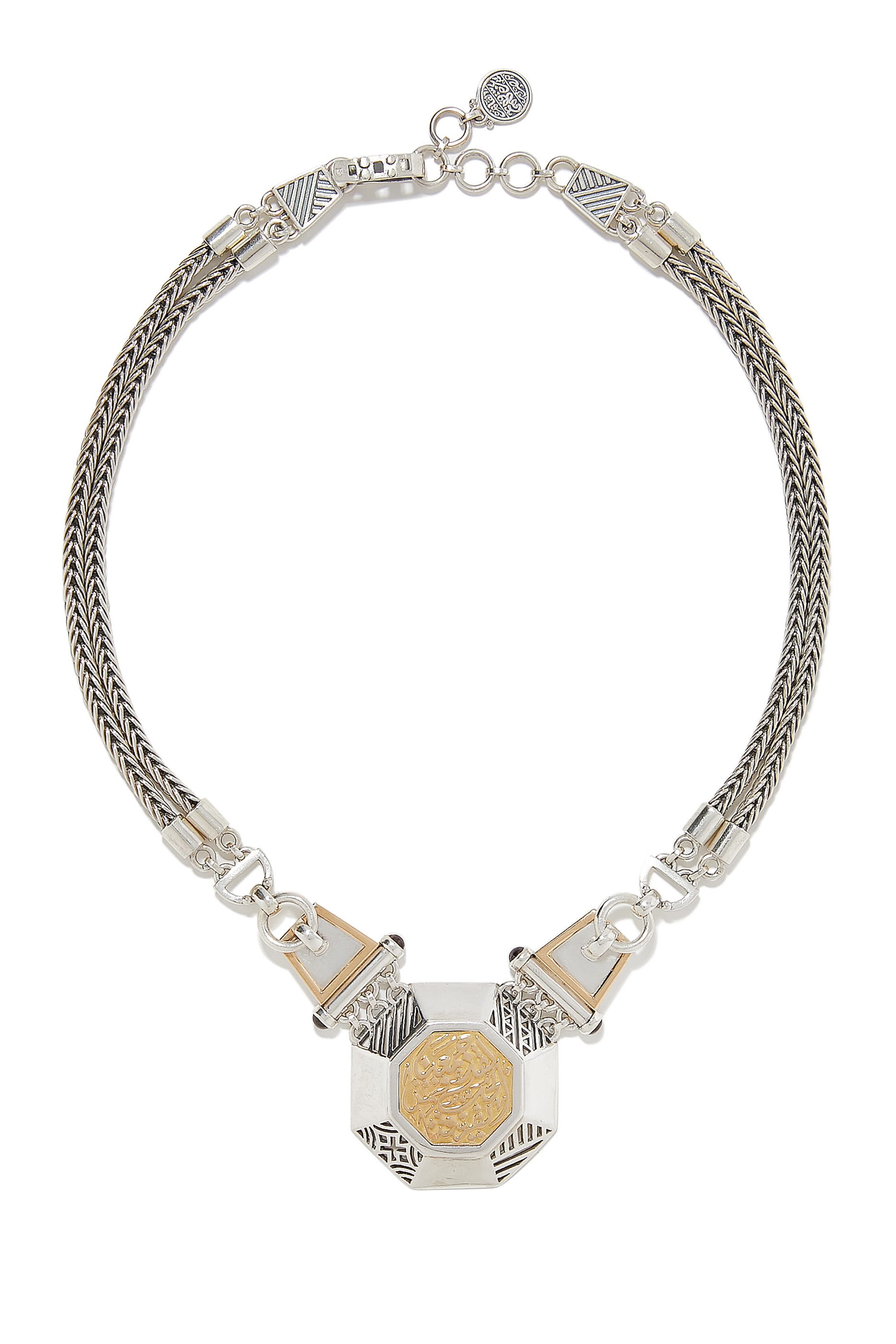 18K YG&SS Nur Garnet Khalil Gibran Necklace