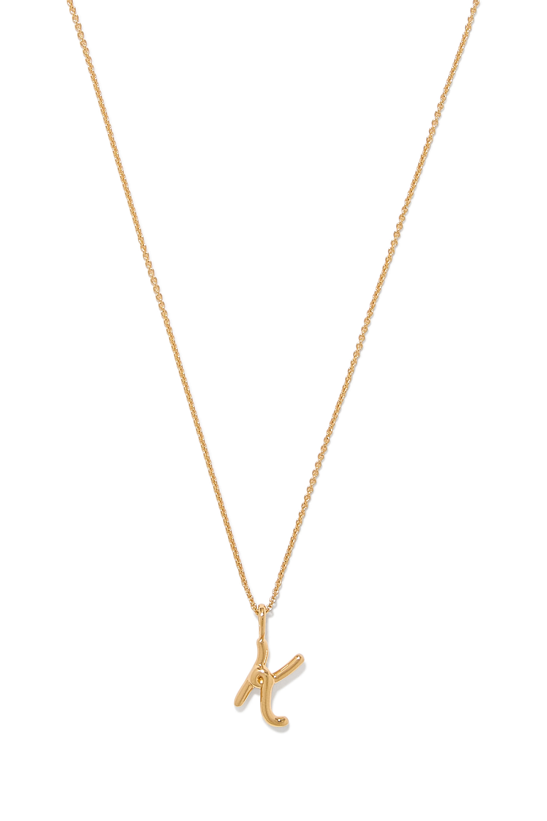 Curly Molten Mini Initial Necklace - K, 18ct Recycled Gold Vermeil on Recycled Sterling Silver