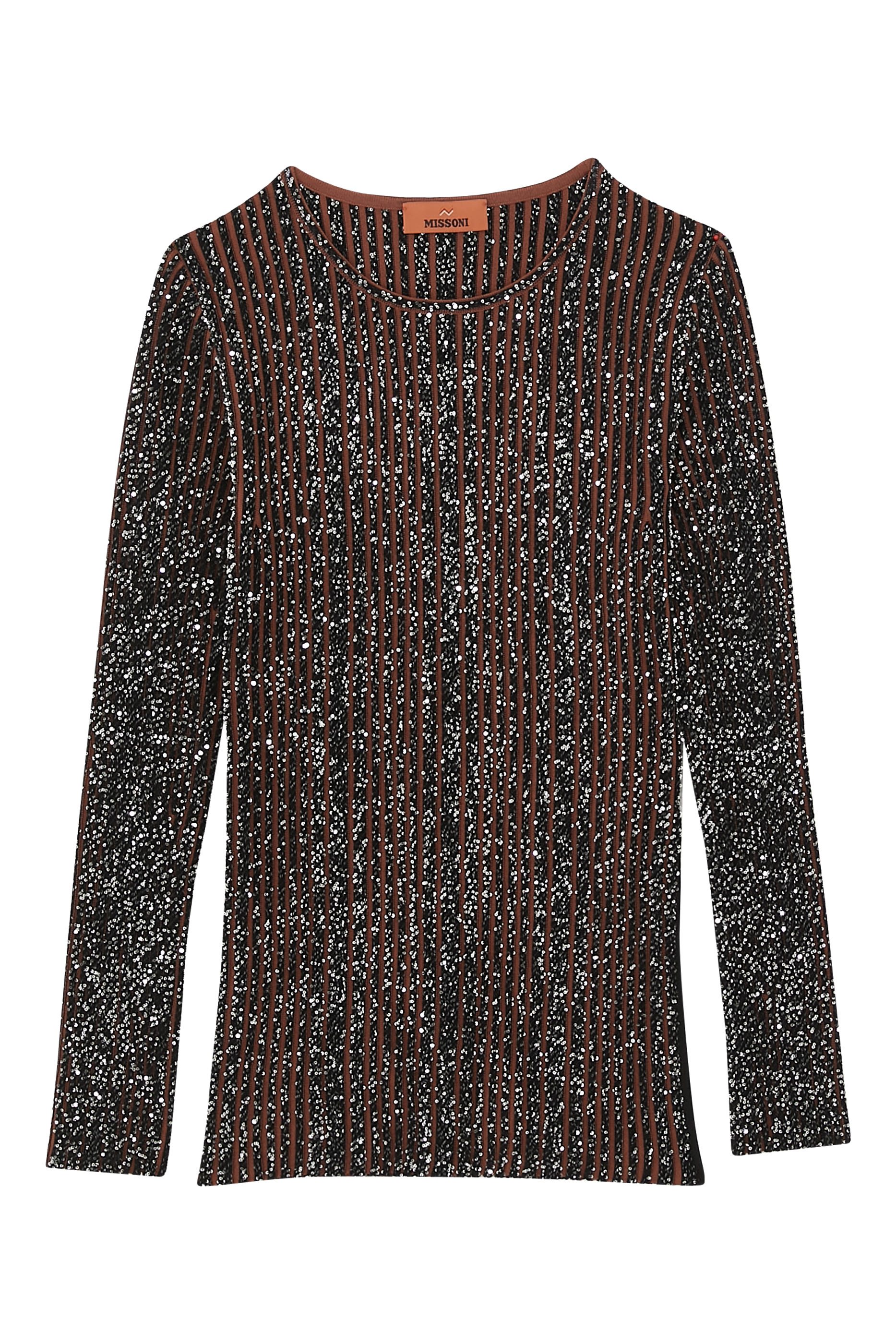 Partialized Knit Sequinned Long Sleeve Sweater