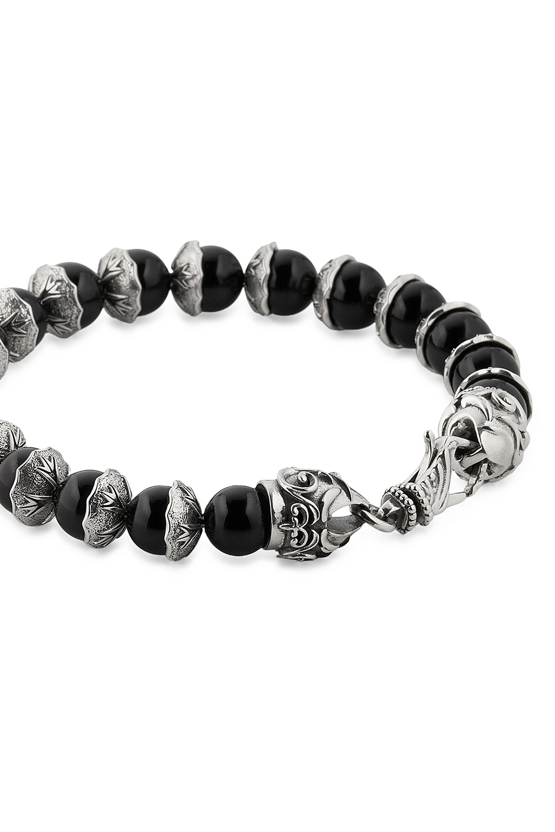 Shield Beaded Bracelet, Sterling Silver