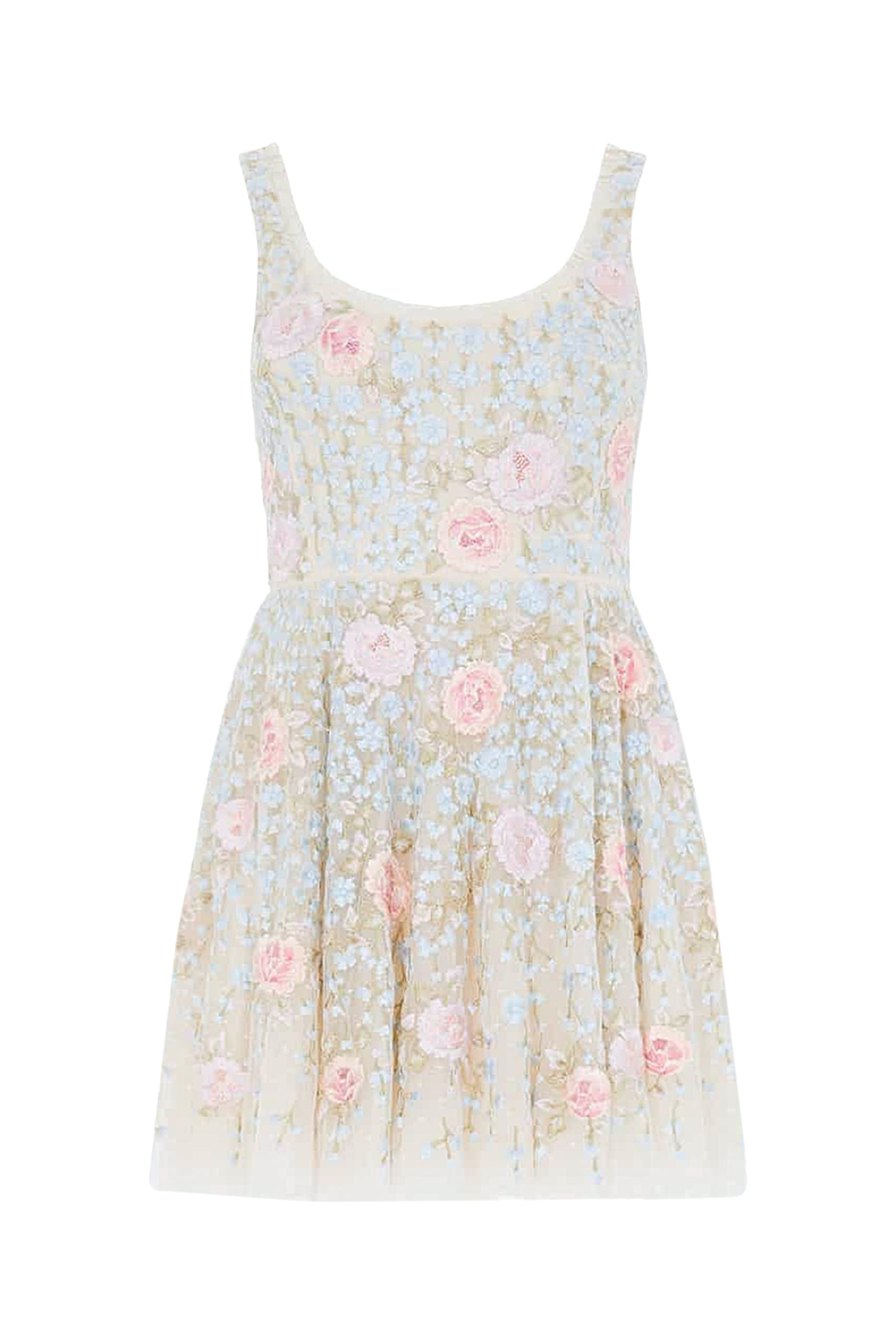 Cressida Embroidery Scoop Neck Micro Mini Dress