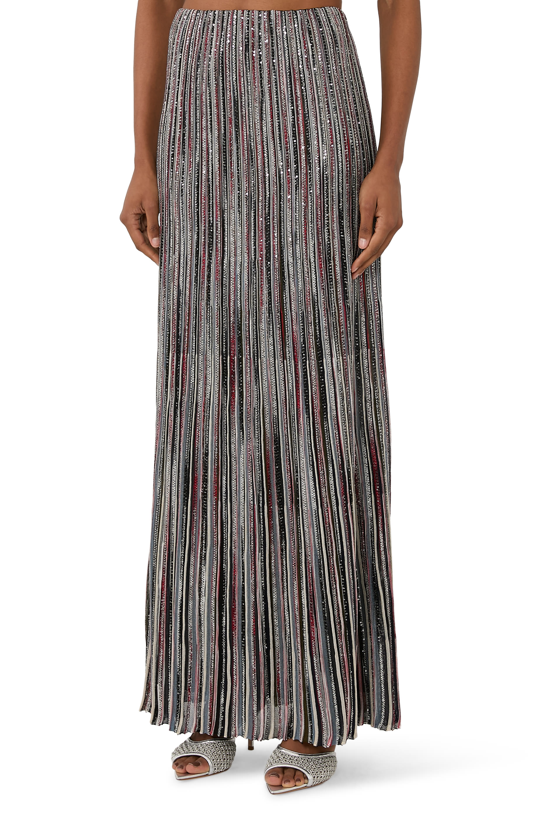 Partialized Knit Lurex Maxi Skirt