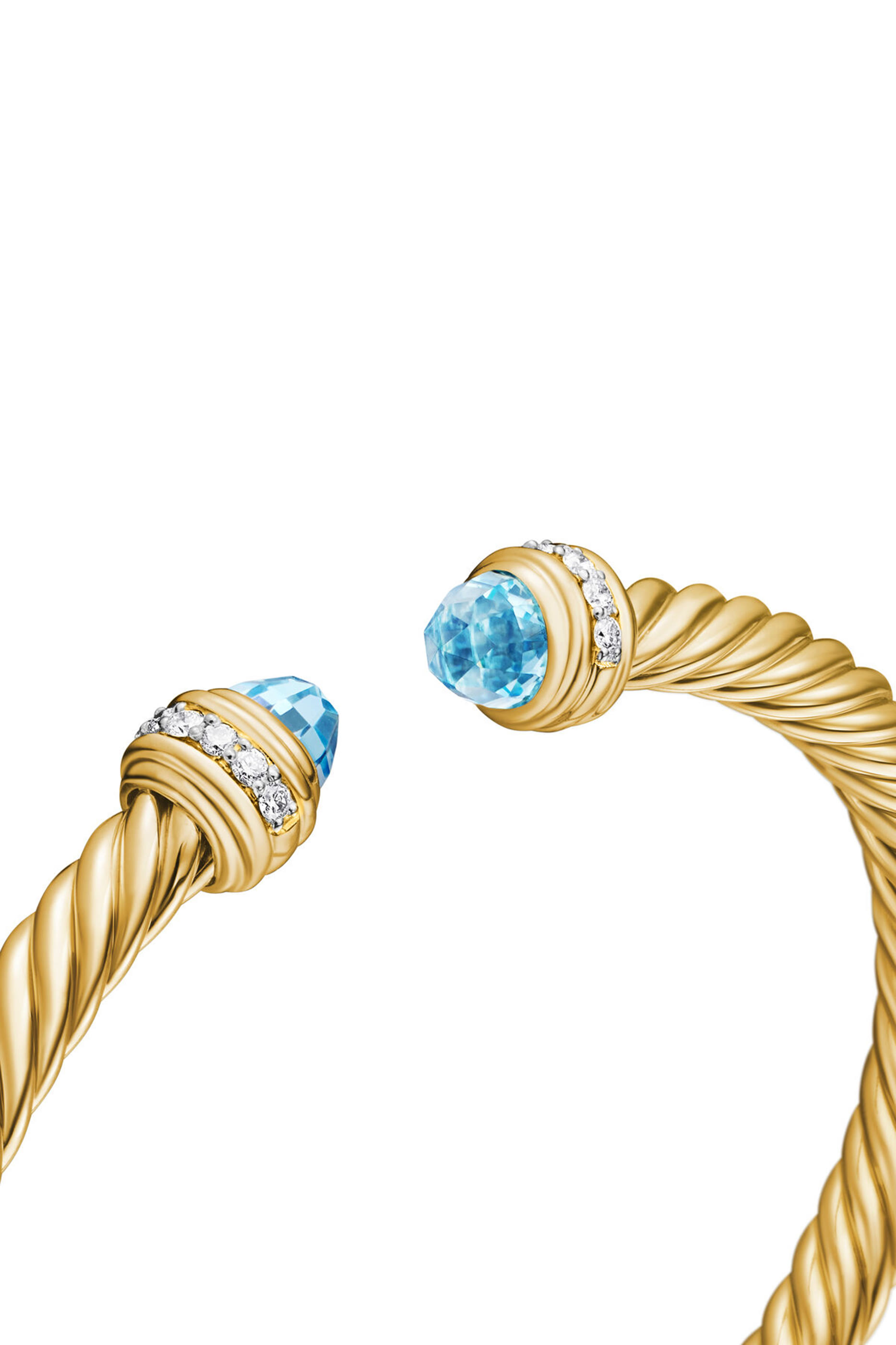  Classic Cablespira&reg; Bracelet,  18K Yellow Gold with Blue Topaz & Diamonds