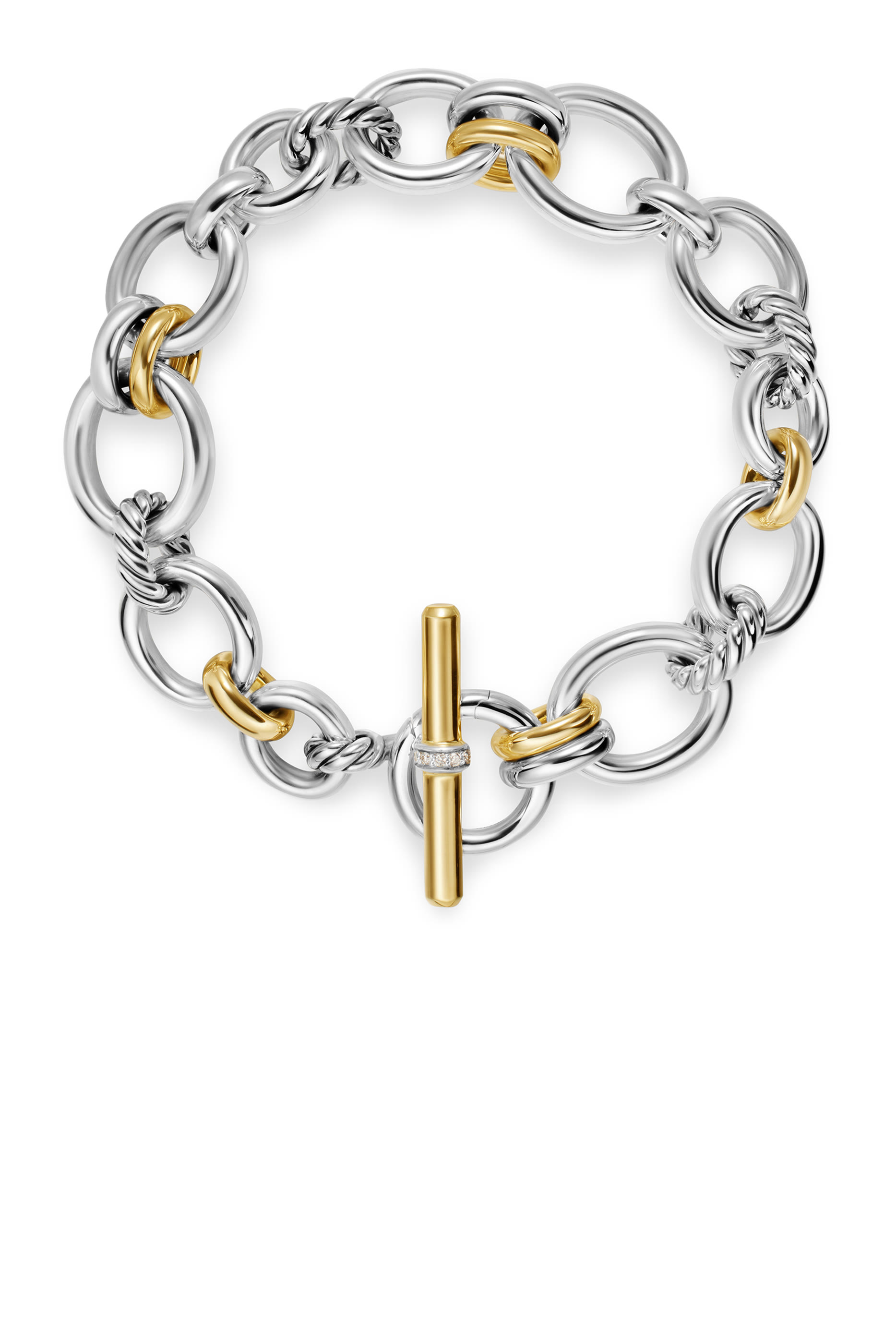  DY Mercer&reg; Chain Bracelet, Sterling Silver with 18K Yellow Gold & Diamonds