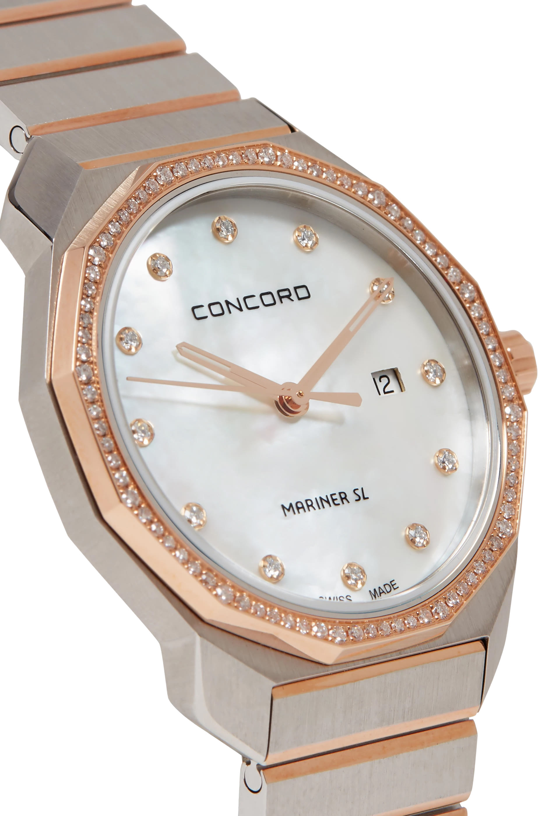 Mariner SL Watch, Stainless Steel, Sapphire Crystal, 18k Rose Gold & Diamonds