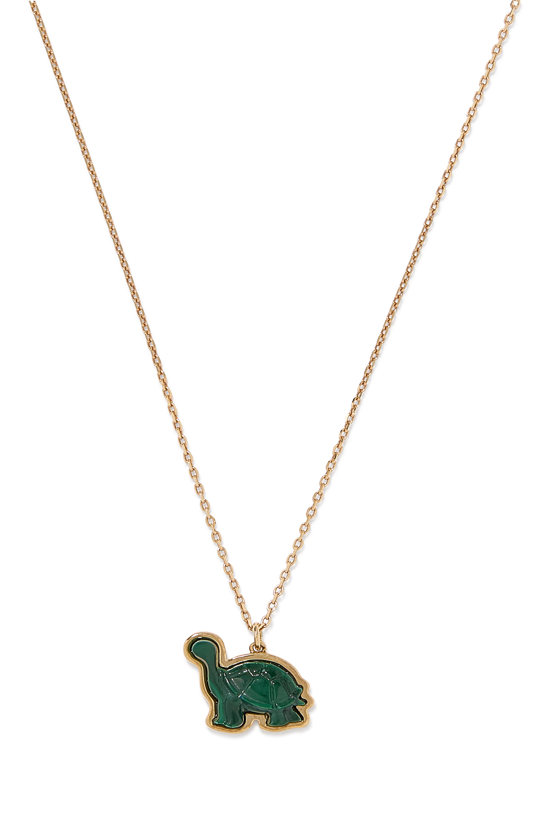 Turtle Charm, 18K Yellow Gold & Malachite