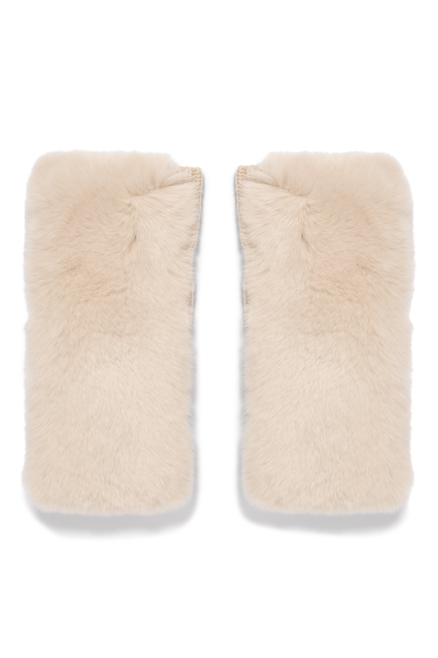 Cashmere Wool Knit and Rex Rabbit Fingerless Gloves 