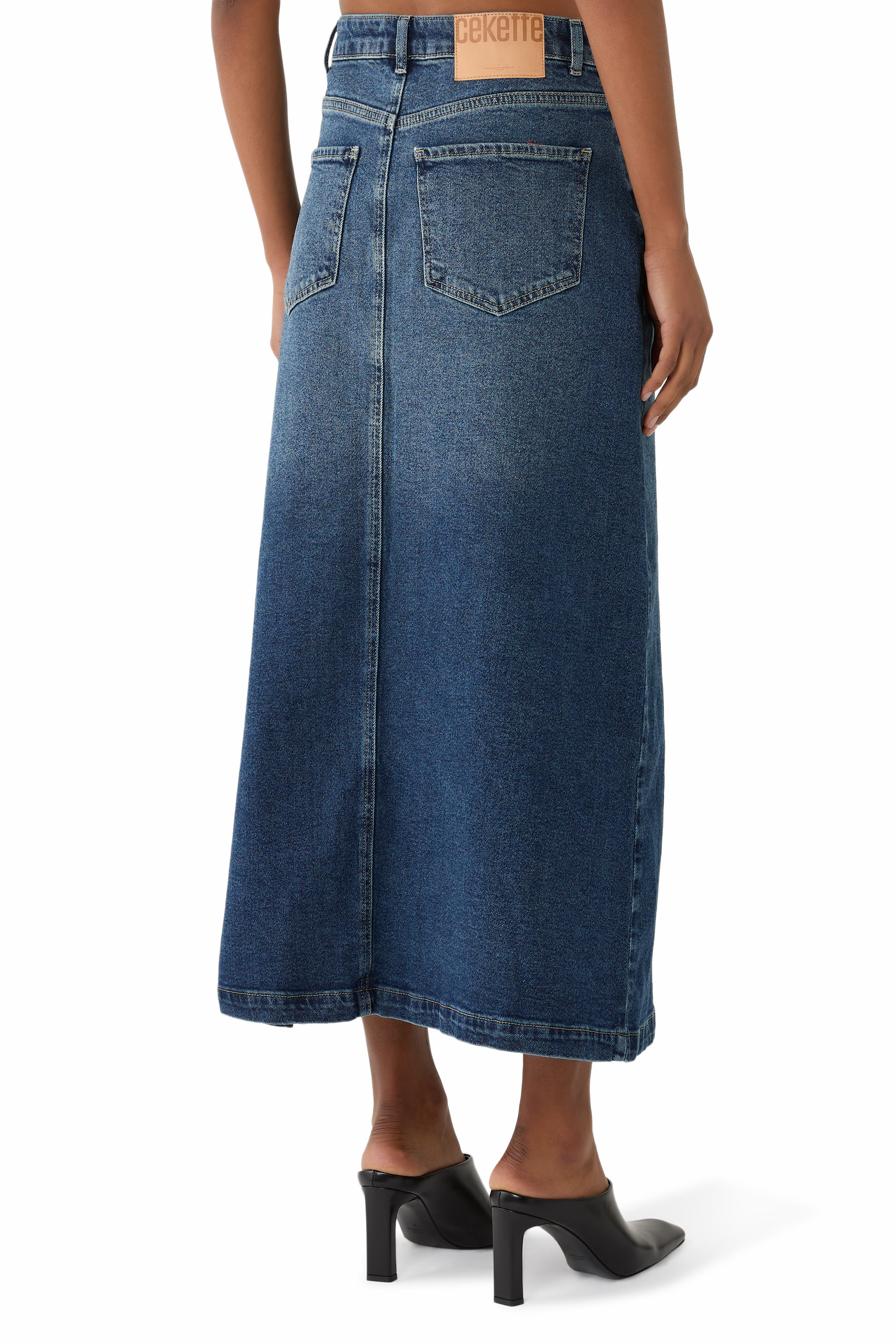 Maxi Low-Rise Denim Skirt